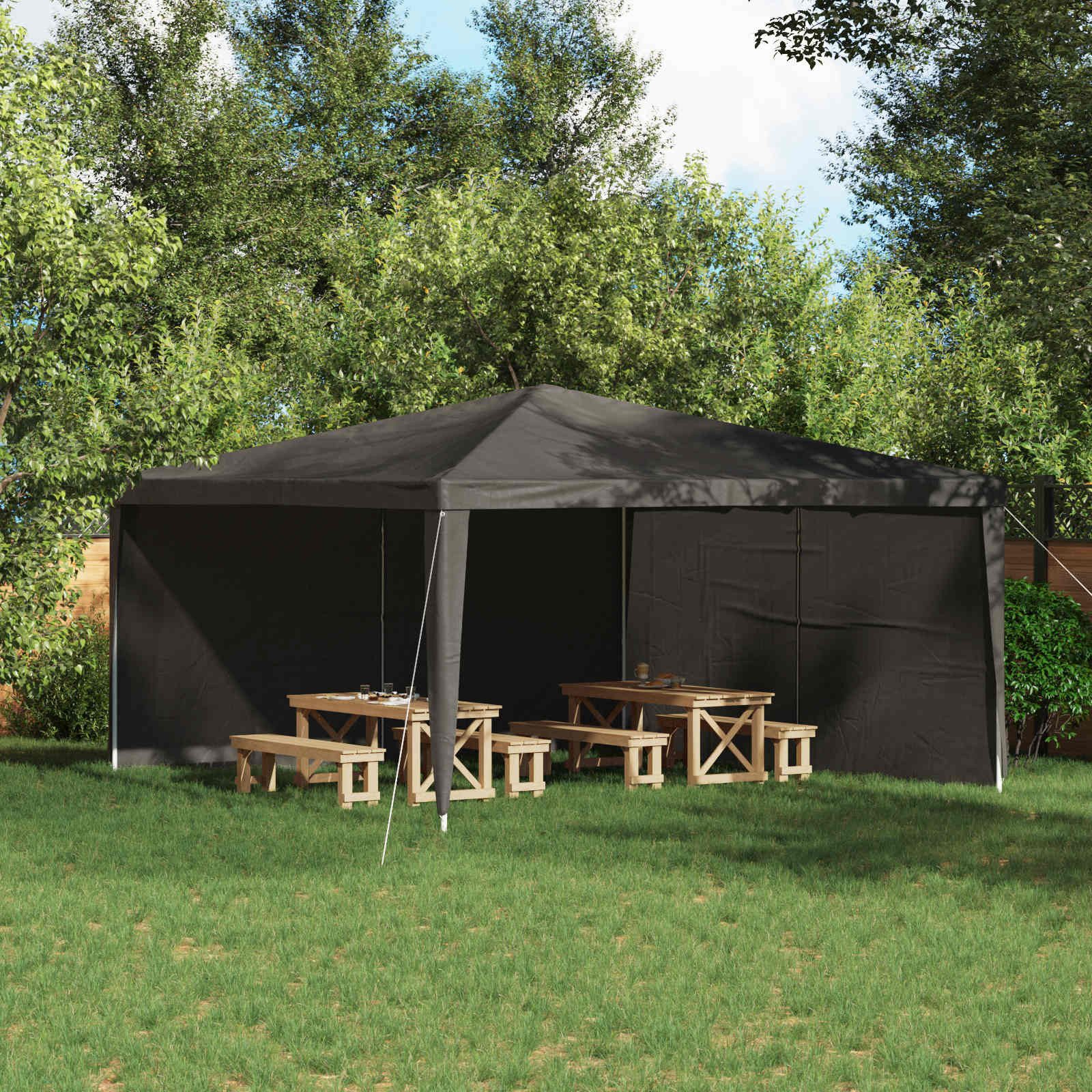 vidaXL Partyzelt Party Zelt Seitenteil 2 pcs Anthrazit 400 x 195 cm PE und Stahl