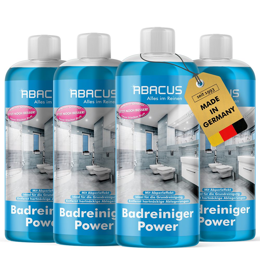 ABACUS Badreiniger Power Konzentrat Sanitärreiniger Bad Reinigungsmittel Badreiniger (Effektiv gegen Kalkflecken, [- Extrem Kraftvoll mit Abperleffekt)