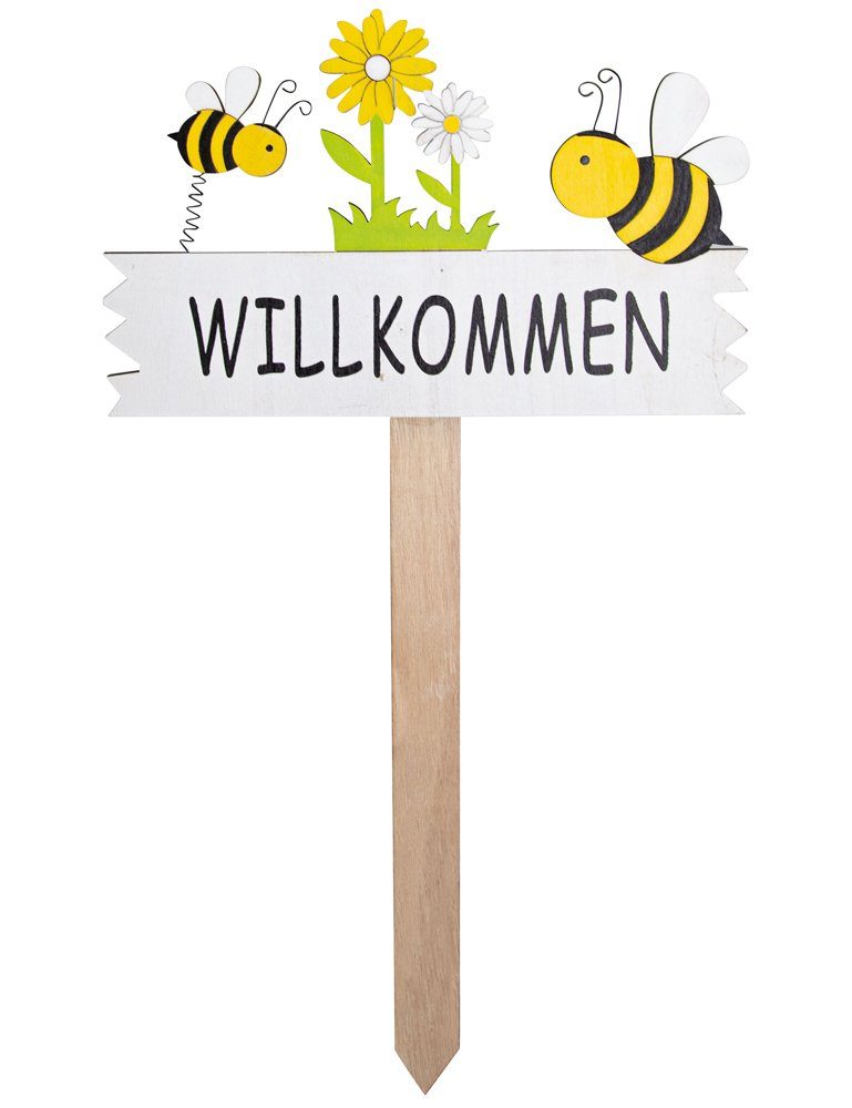 RIFFELMACHER & WEINBERGER Dekoobjekt Riffelmacher Gartenstab Dekoschild 'Willkommen' Bi