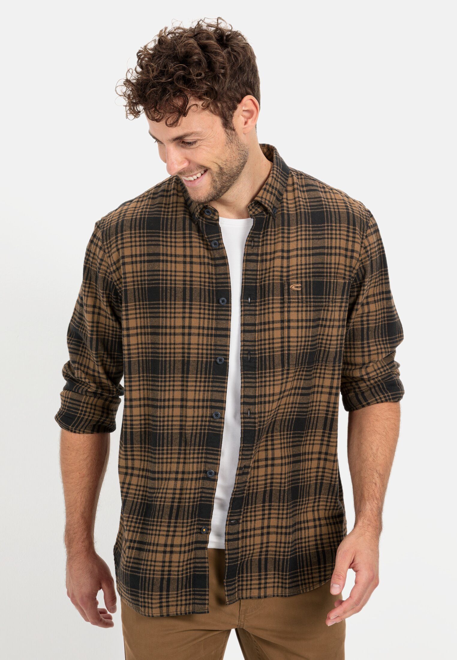 camel active Langarmhemd mit Karomuster Langarm Button-Down Button-Down günstig online kaufen