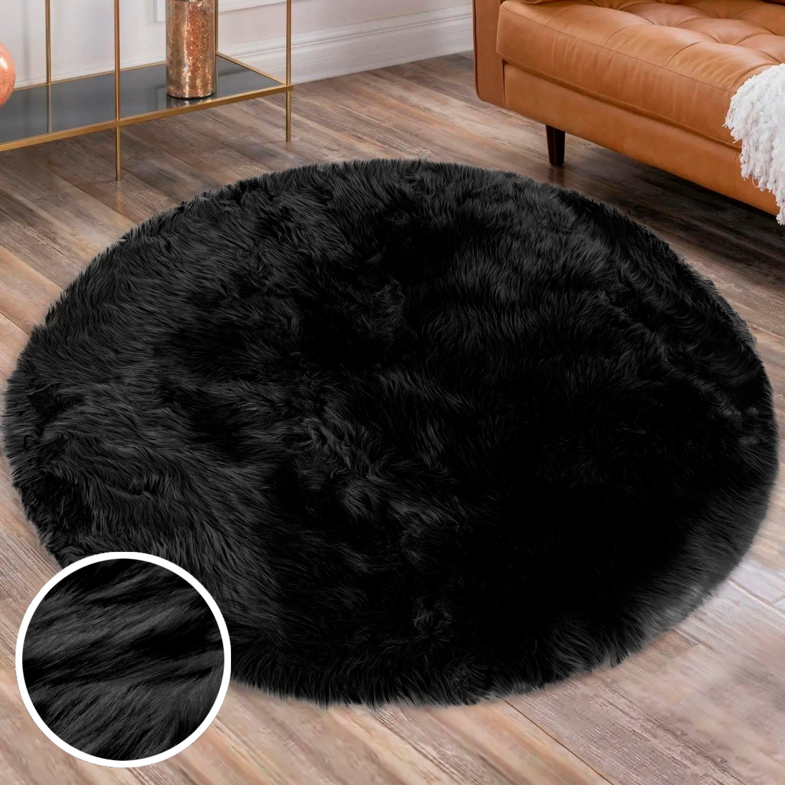 my home Hochflor-Teppich Valeria Fellteppich kuschelig, rund, Höhe: 60 mm, günstig online kaufen