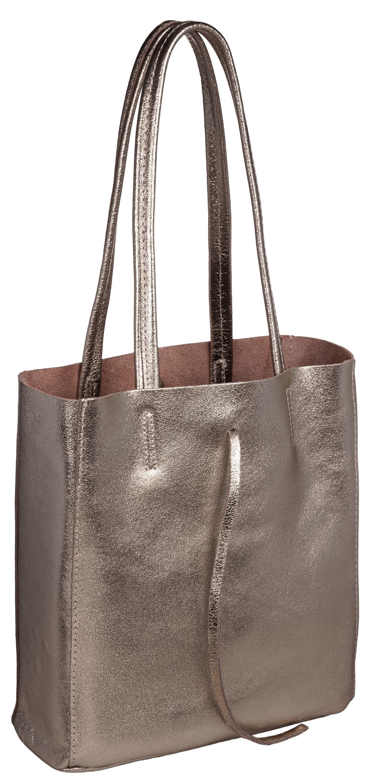 Caspar Schultertasche Mittelgroße Leder Shopper Damen Tasche - CLASSIC LINE günstig online kaufen