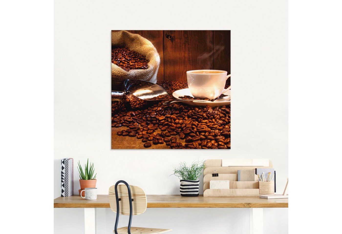 Artland Glasbild »Kaffeetasse und Leinensack auf Tisch«, Getränke (1 Stück)-HomeTrends