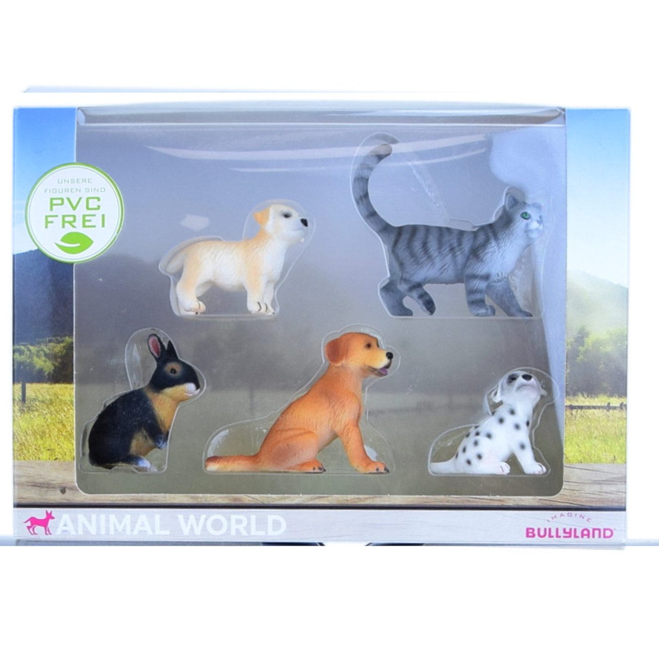 BULLYLAND Actionfigur Animal World Hunde Katzen Hase PVC-frei Tierfiguren Kinder