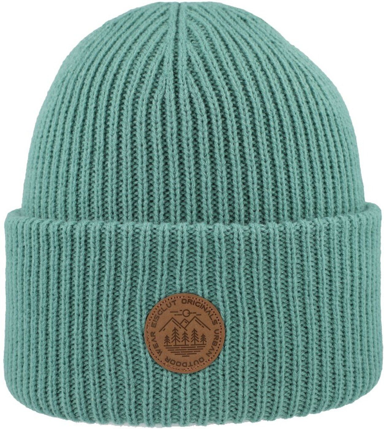 Eisglut Strickmütze Unityo warme Mütze mit hohem Umschlag blau