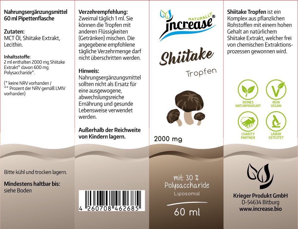 increase NATURALLY Liposomaler Shiitake - 2000mg pro Tag Tropfen, 60 ml