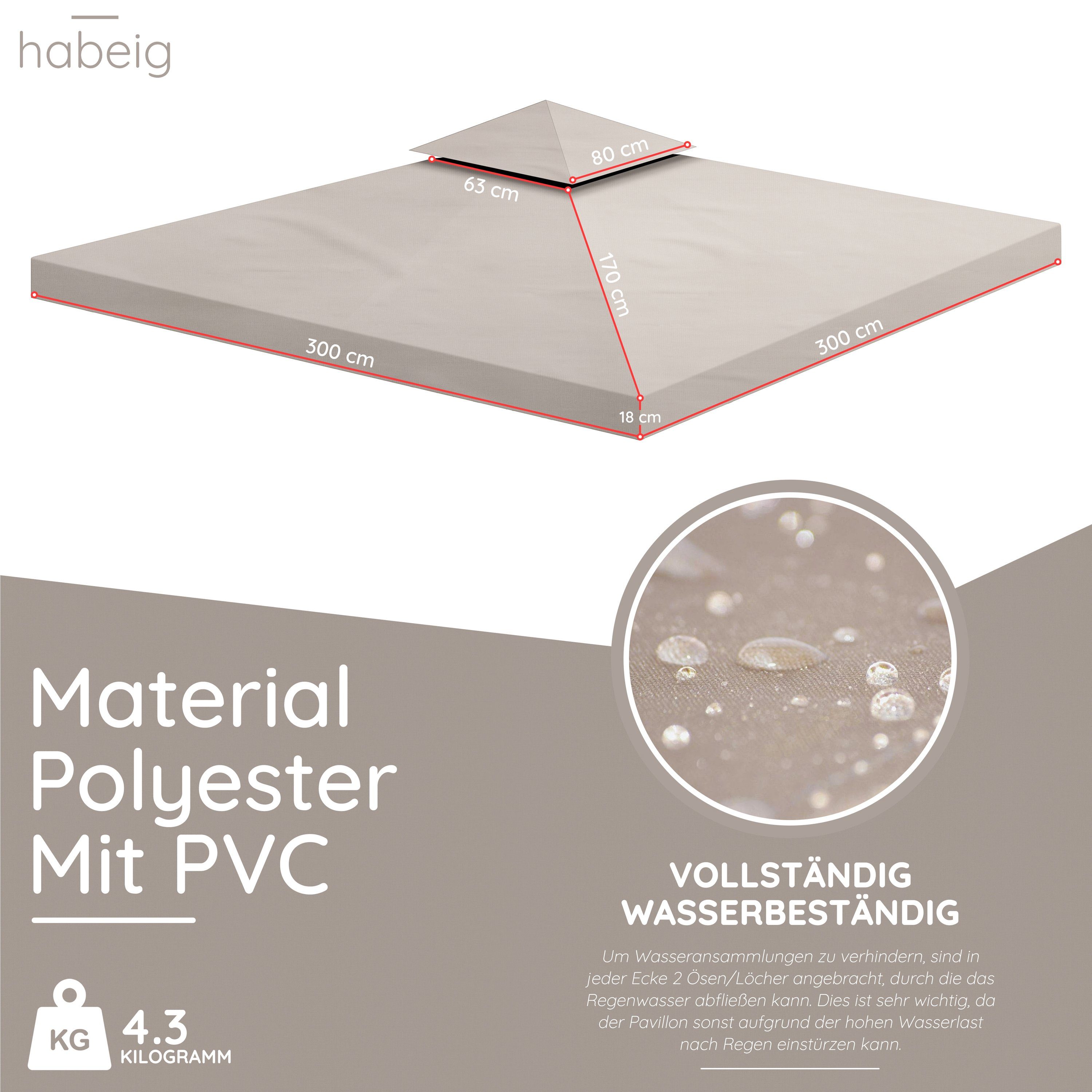 habeig Pavillon-Ersatzdach Pavillondach Ersatzdach 360g/m² PVC 3x3m WASSERD günstig online kaufen