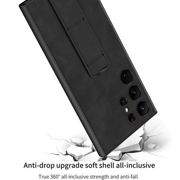 Wigento Handyhülle Für Samsung Galaxy S24 Ultra GKK Skin Feel Schutz Hülle mit Halterung