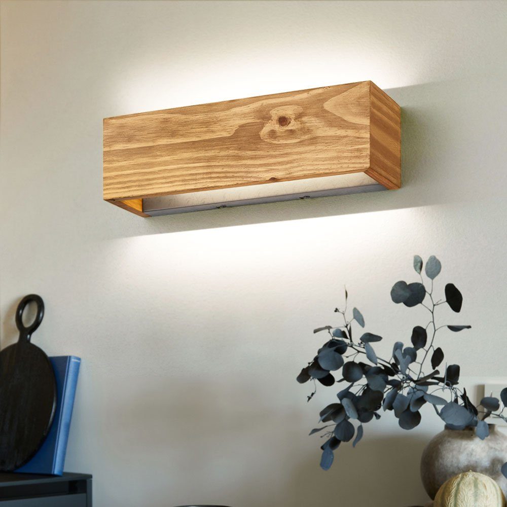 Holz indirekte Wandleuchte, Beleuchtung dimmbar LED-Leuchtmittel Warmweiß, Wandleuchte verbaut, Flurlampe etc-shop fest Wandlampe LED