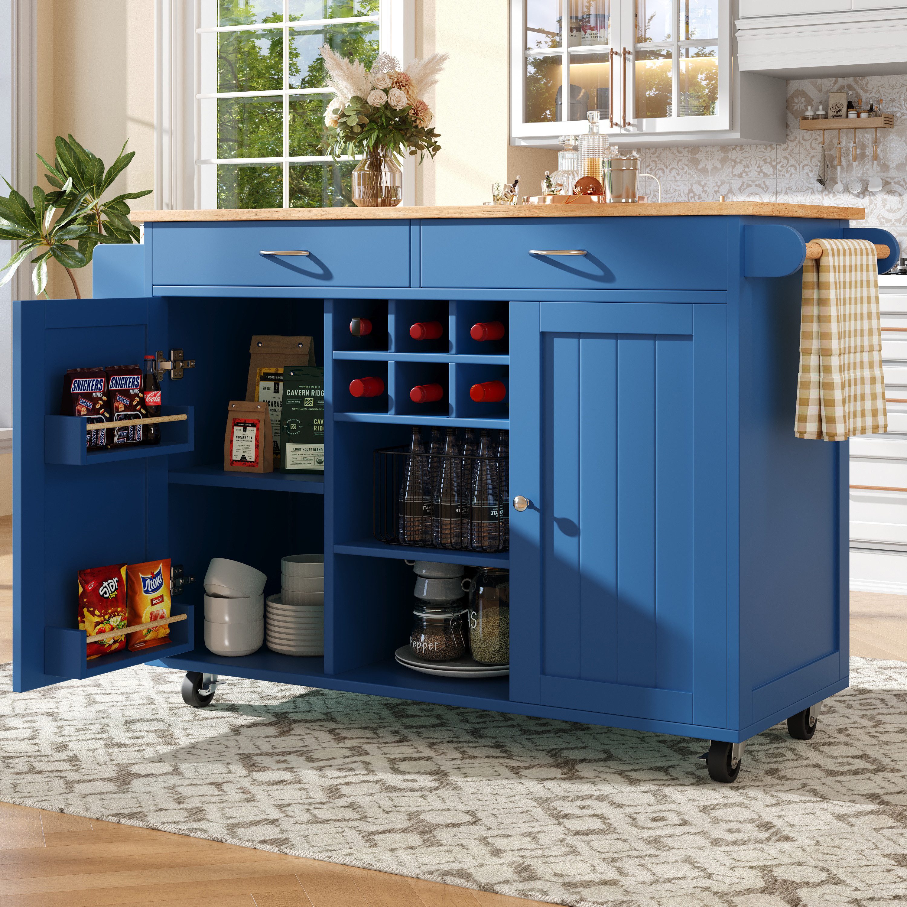 Küchenwagen Servierwagen, Kücheninsel, Küchenschrank, Buffetschrank(102×45×92cm)