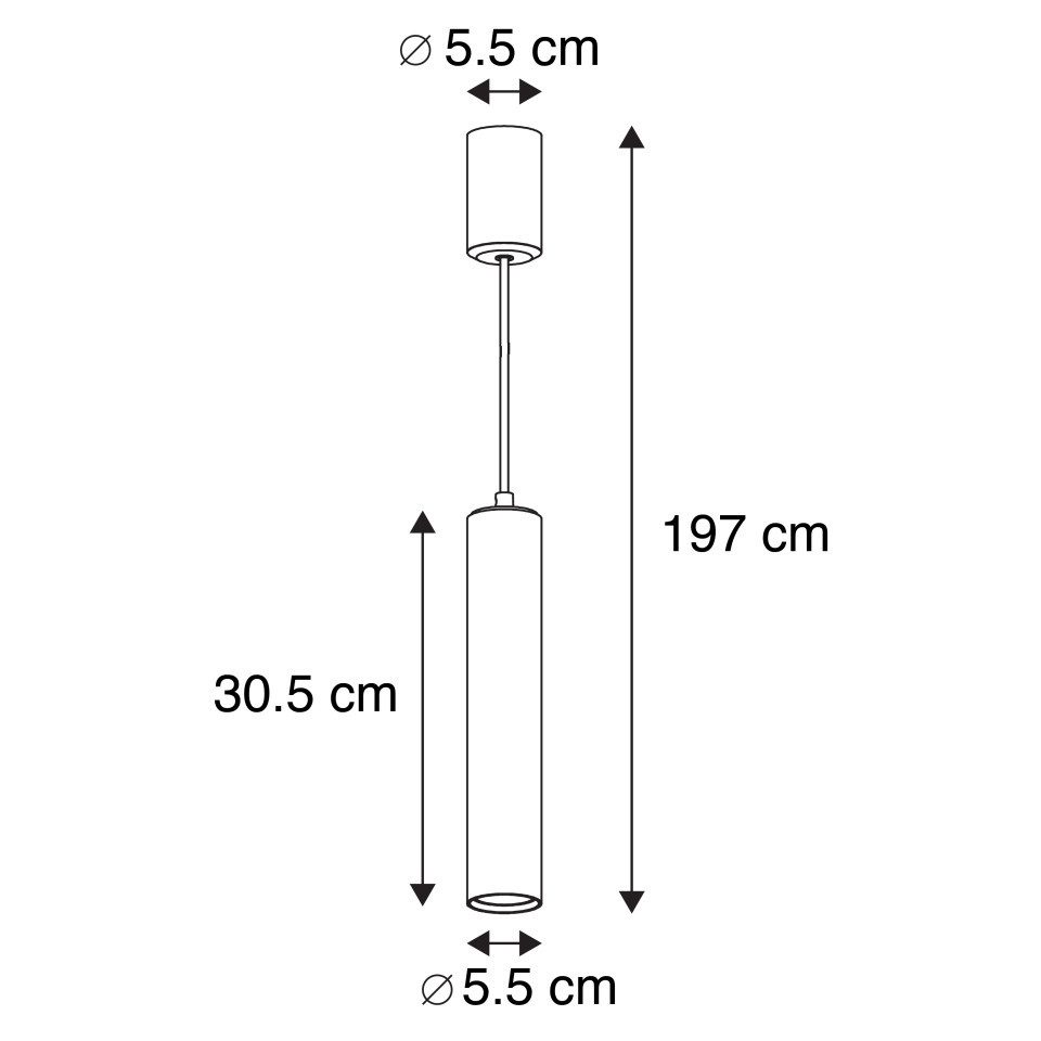 Qazqa Pendelleuchte Tuba, ohne Leuchtmittel, Warmweiß, QAZQA Hängeleuchte, gu10, Weiß, Stahl, Modern