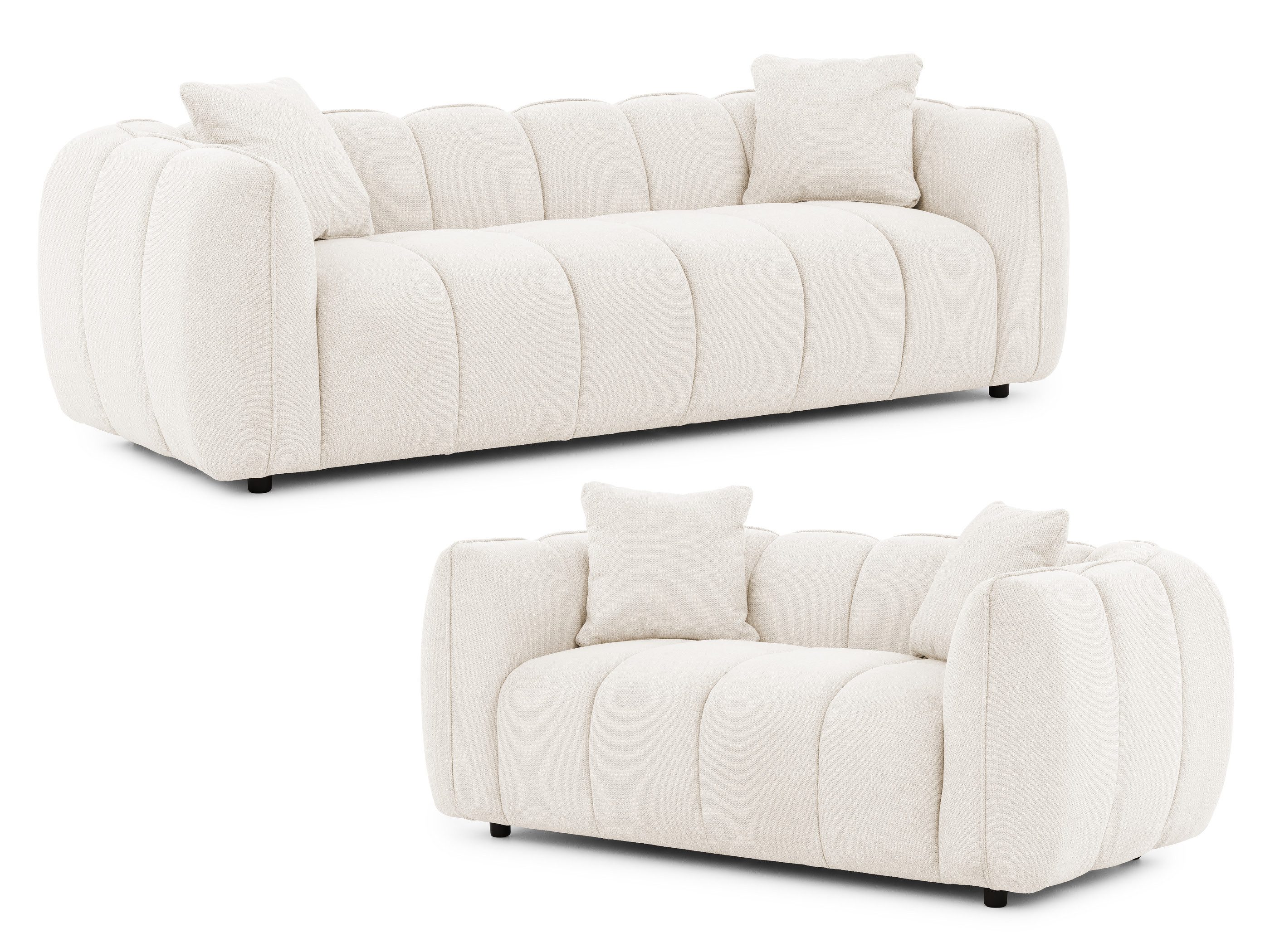 S-Style Möbel Polstergarnitur 3+2 Nubira in tief gesteppter Bubble-Optik aus Strukturstoff, mit modernem Design und Wellenfederung
