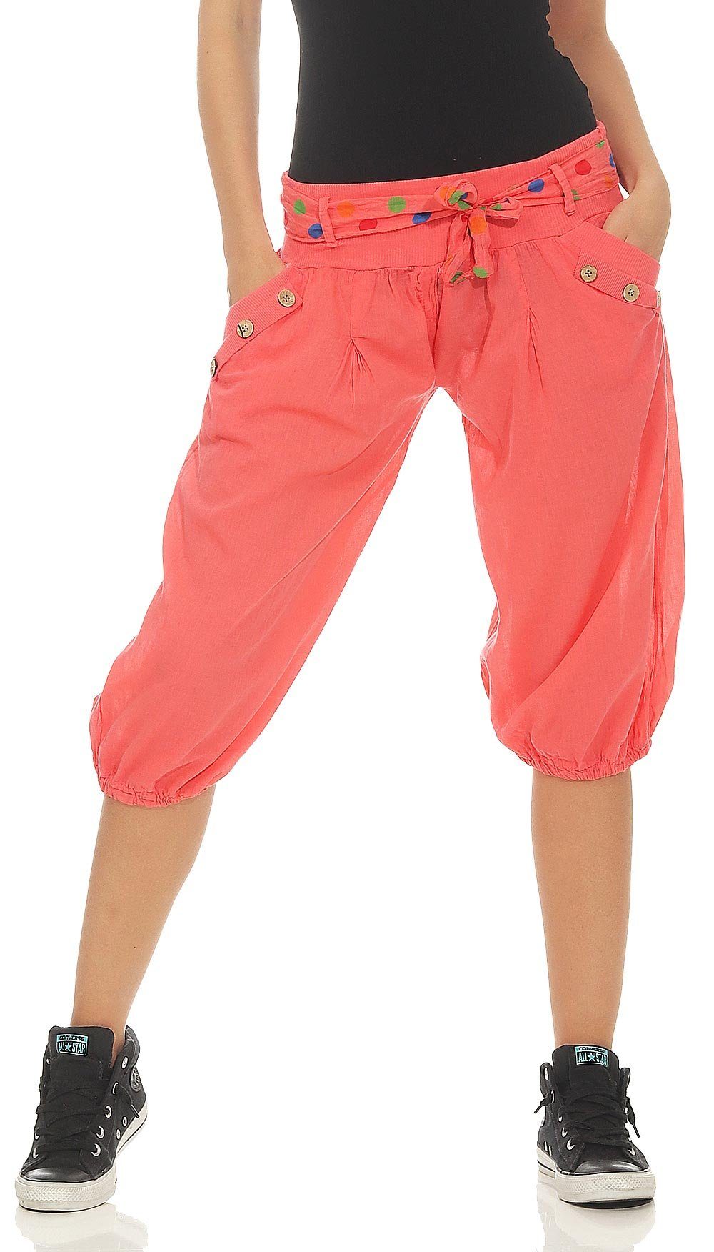 Einheitsgröße malito 3416 Caprihose more Unifarben fashion coral than Pumphose in