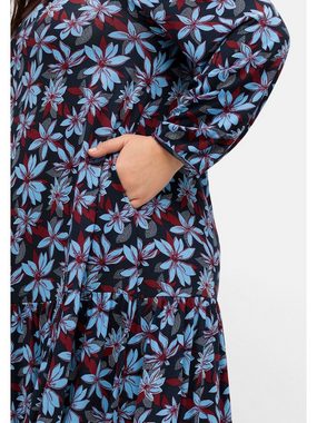 Sheego Jerseykleid Große Größen mit Blumendruck, in A-Linie