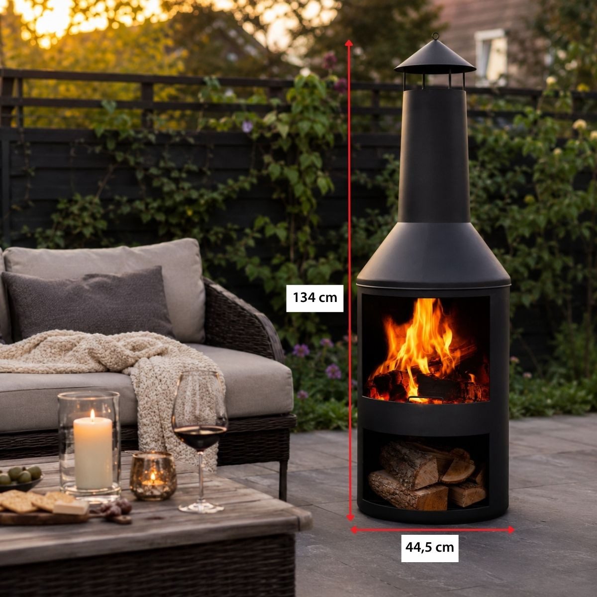 Bbq Collection Feuerschale BBQ Collection Terrassenofen 134 cm, (1x Terrassenkamin, 1x Stange, 1x Anleitung) – Bild 3 von 5