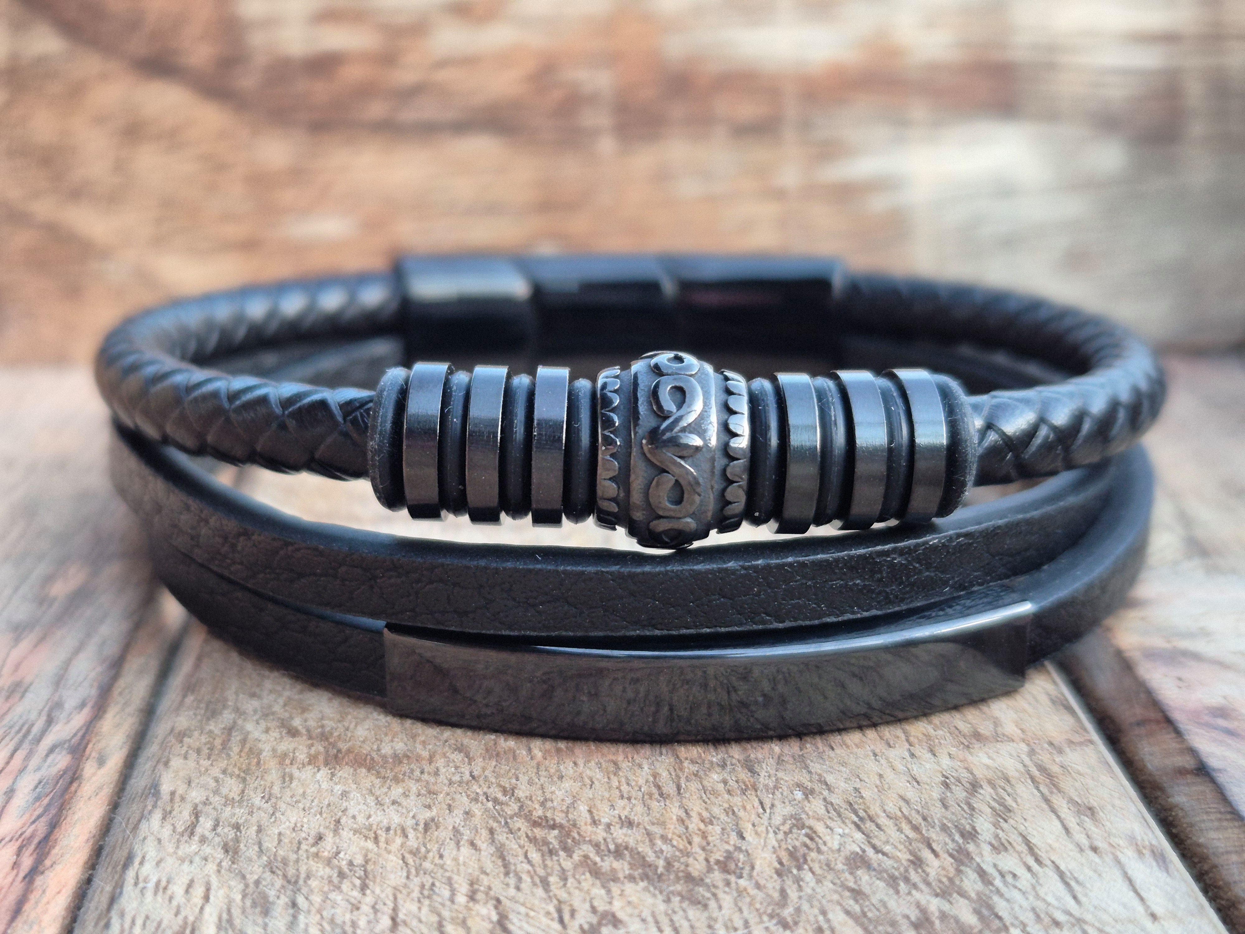 Lederarmband Leder elegantes Armband Echtleder – geflochten mit Magnetverschluss
