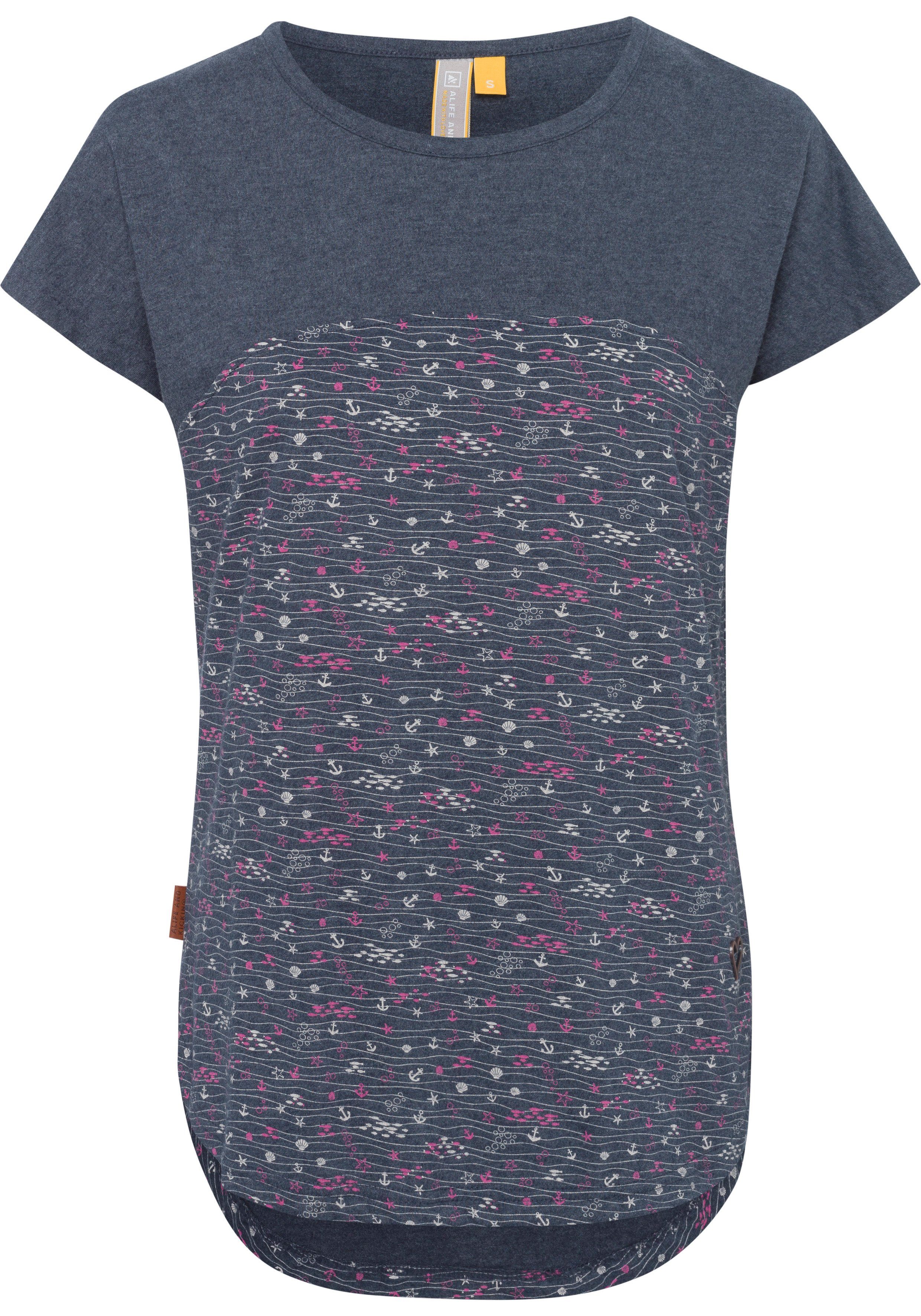 trendy Alife T-Shirt Musterprints & Kickin print marine Streifen-oder mit Longshirt