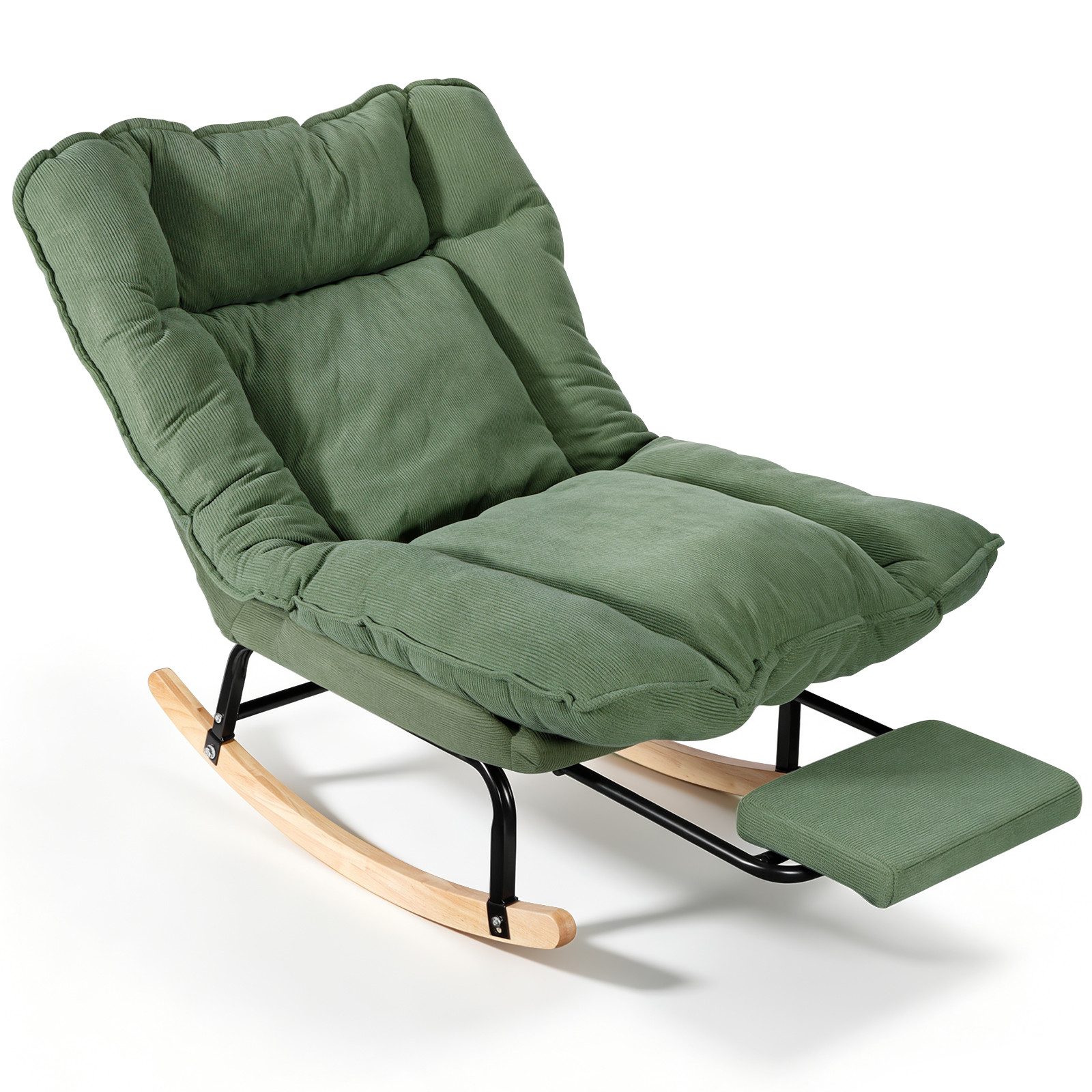 BlingBin Schaukelstuhl Schaukelsessel mit Fußstütze, Relaxsessel verstellbar in 3 Positionen (1er Set, Maximale Belastbarkeit: 120 kg, Gesamtmaße: 116 x 77 x 84 cm, 1 St), Schaukelstühle mit Breite Rückenlehne für Balkon, Wohnzimmer