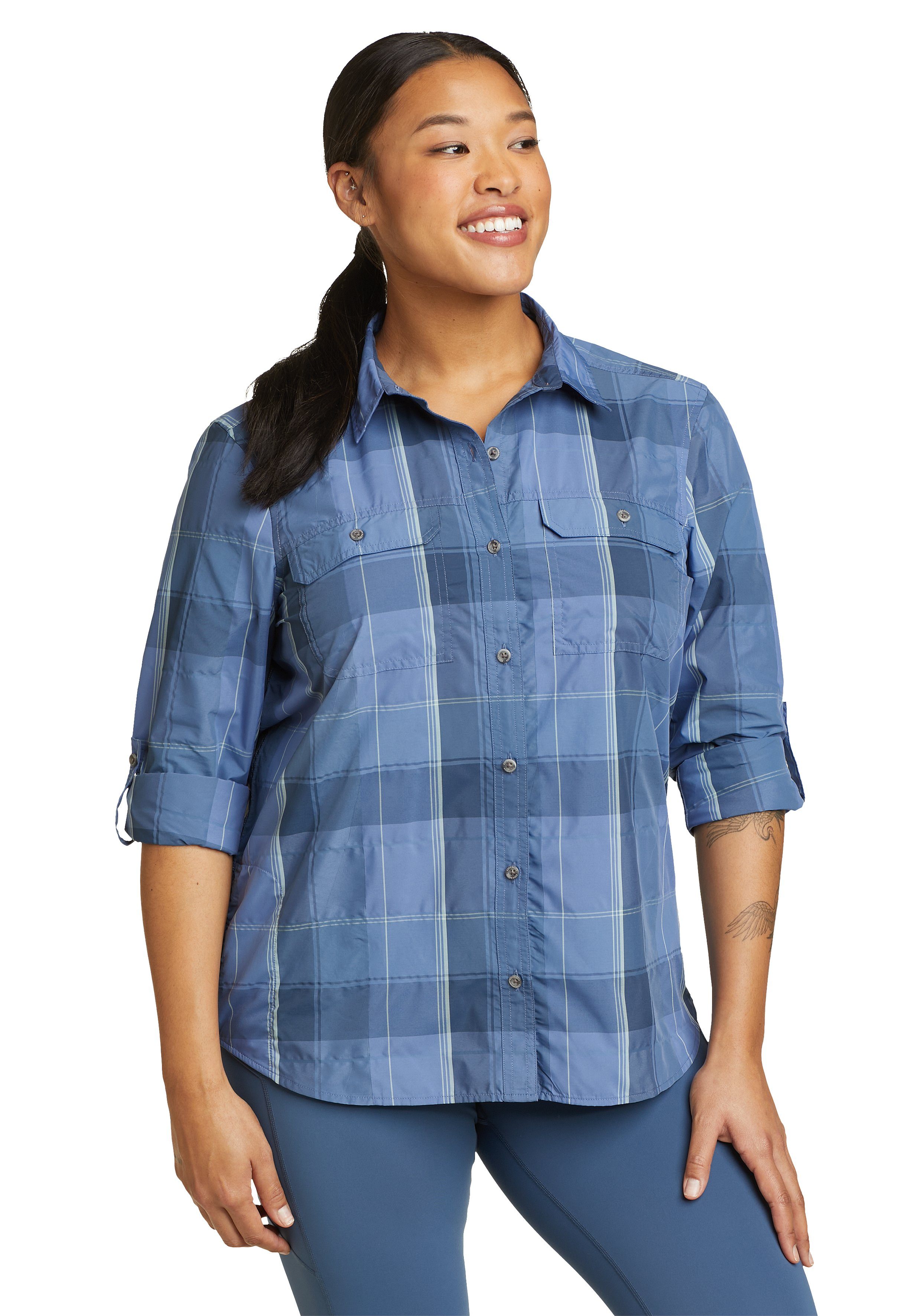 Eddie Bauer Funktionsbluse MOUNTAIN 2.0 krempelbar Ägäisches Blau