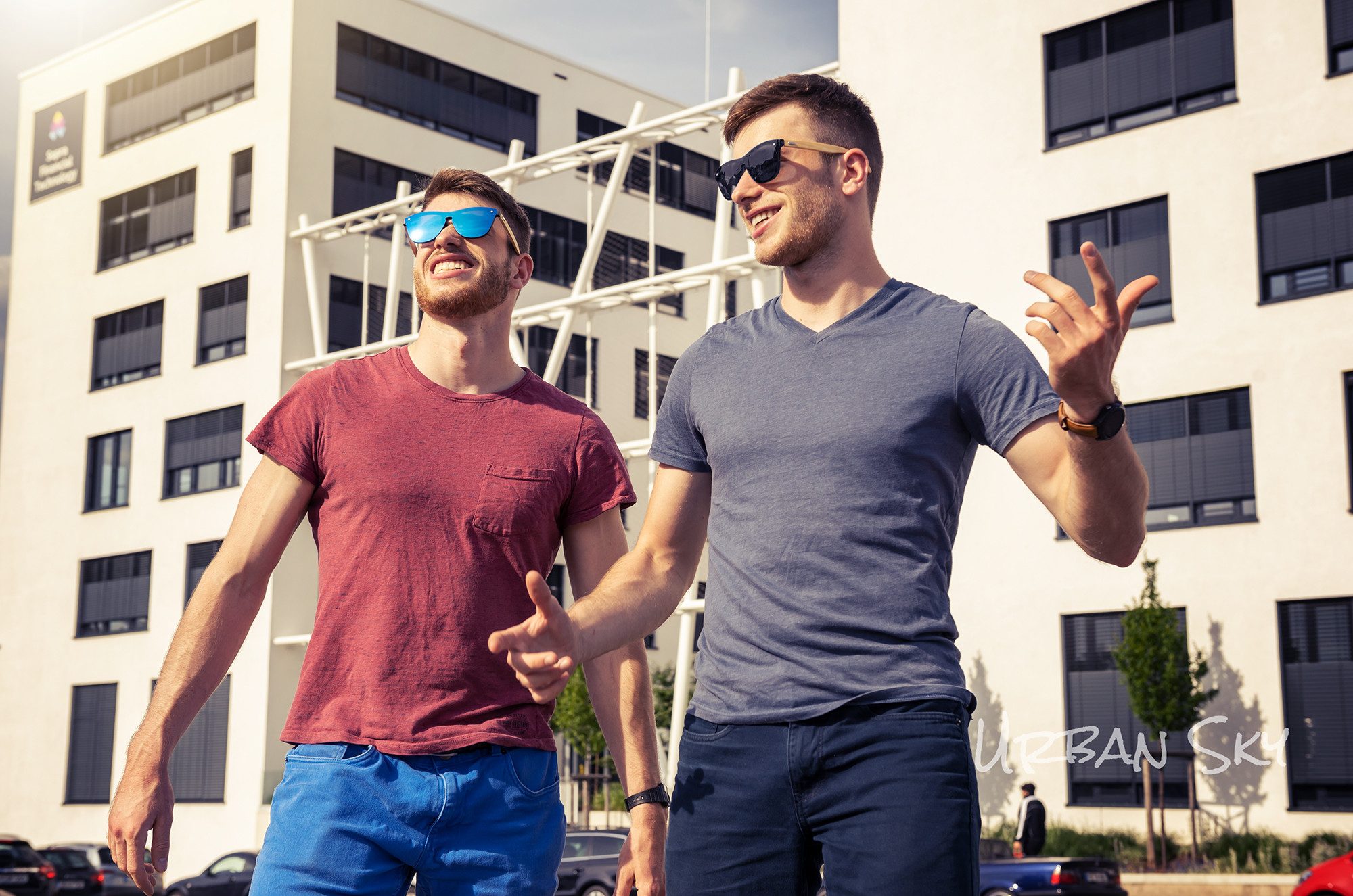 UrbanSky Sonnenbrille Shield Sonnenbrillen Doppelpack „Greg“ (2er-Pack, Sonnenbrillen-Set mit Einstecketui) verspiegelt - Bambusbügel & UV400