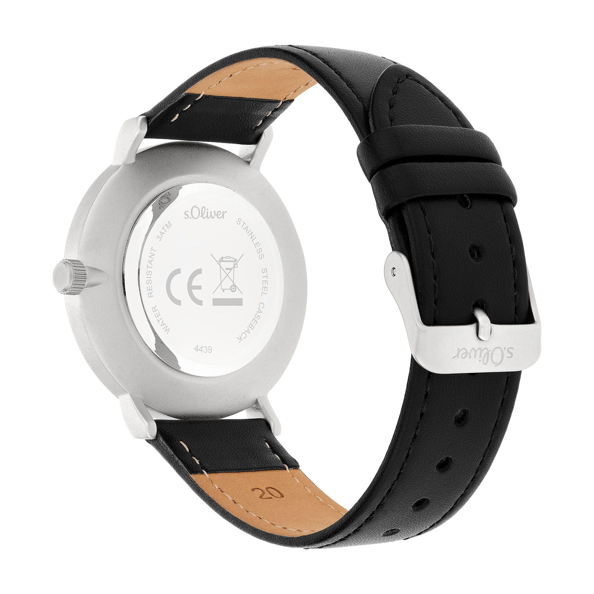 s.Oliver Quarzuhr Basic Leather SO-4439-LQ, Armbanduhr, Herrenuhr, analog