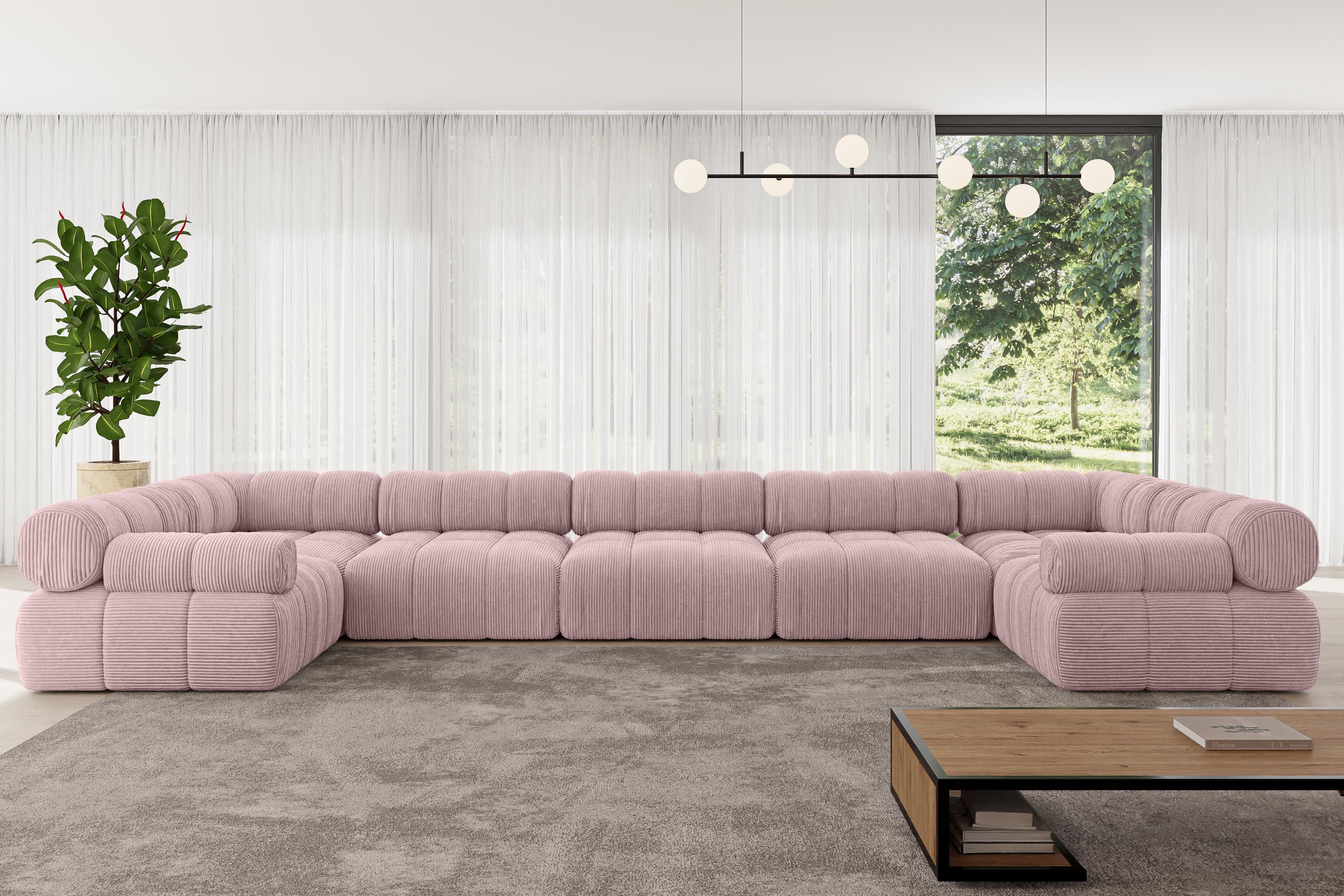 ALTDECOR Wohnlandschaft Birno-U3, Corner Sofa U-Form Vielseitige Sofa Wohnlandschaft Wohnzimmer, Sofa Praktische Bequeme Funktionsecke Couch L-Form Eckcouch