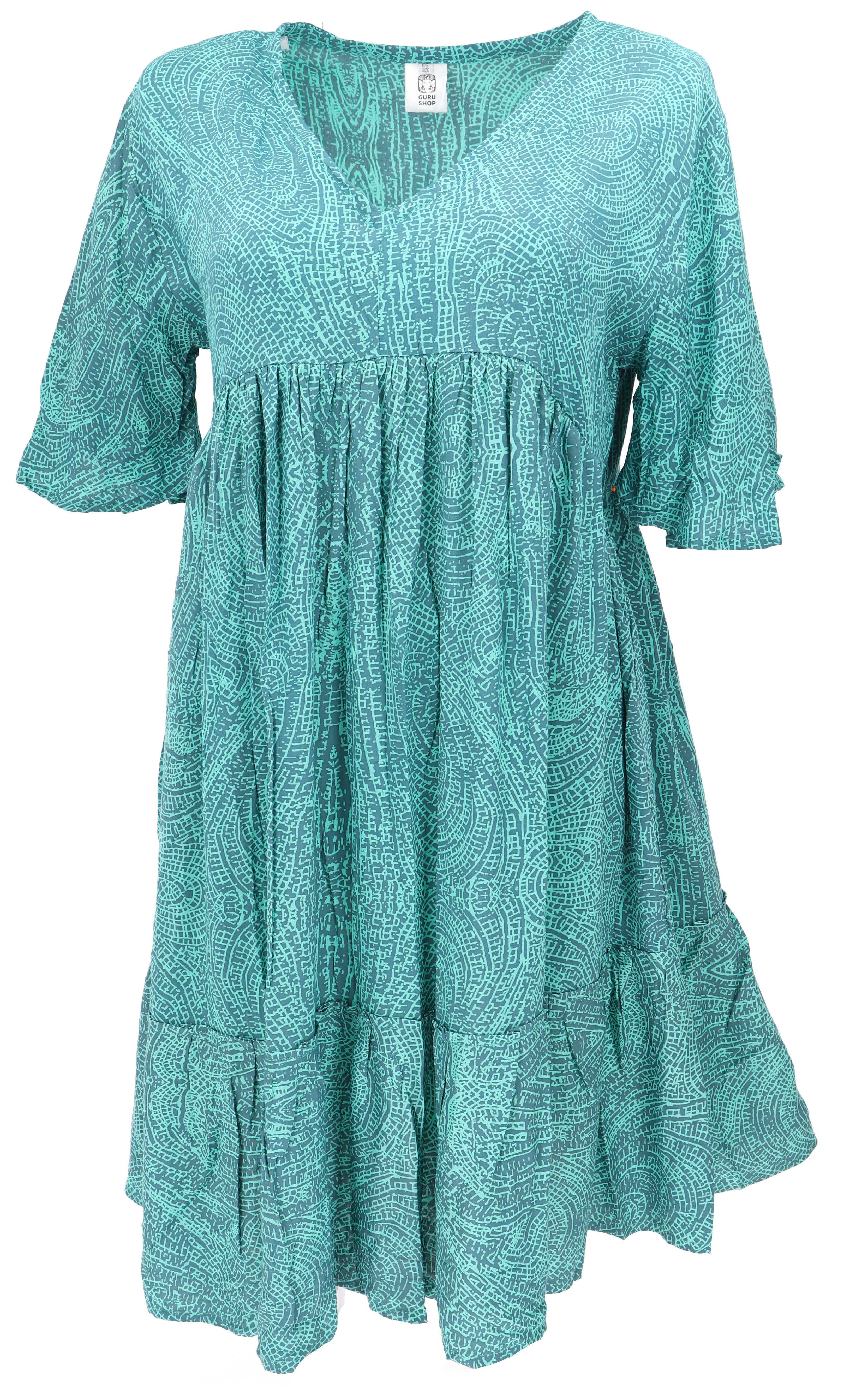 Guru-Shop Midikleid Boho Kurzarm Sommerkleid, Maxikleid,.. günstig online kaufen