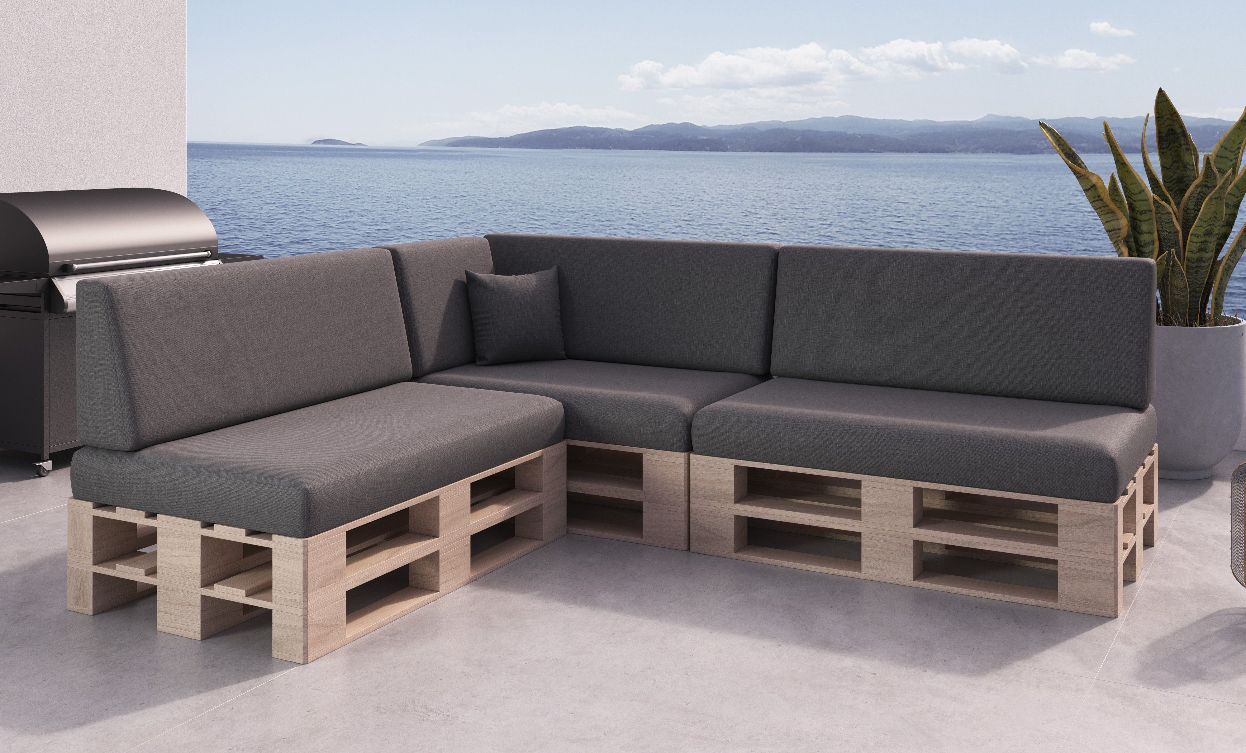 sunnypillow Palettenkissen Milano - 8er Set Palettenauflage mit abnehmbarem günstig online kaufen