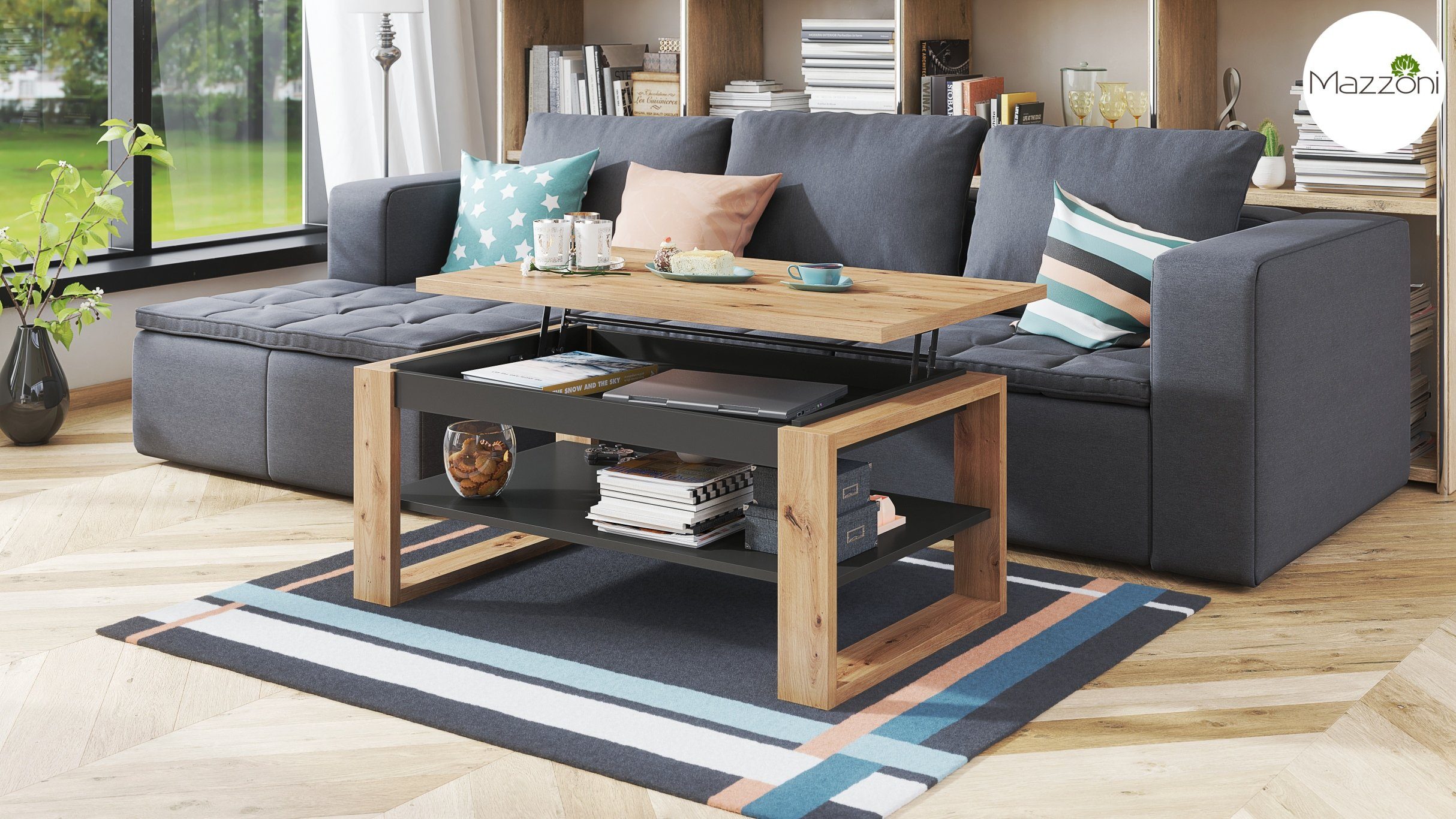 designimpex Couchtisch Design Multifunktionstisch Nuo Arbeitstisch Tisch Ablage Esstisch