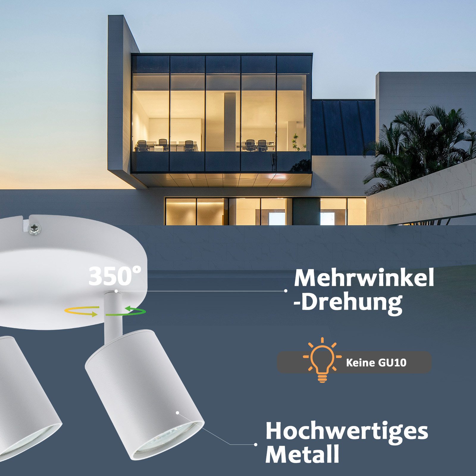 Nettlife Deckenstrahler 2 Flammig Schwarz GU10 Wohnzimmer Modern Deckenlampe Schwenkbar, Schwenkbar, LED wechselbar, Innen Rund Flur Deckenspot für Schlafzimmer Küche