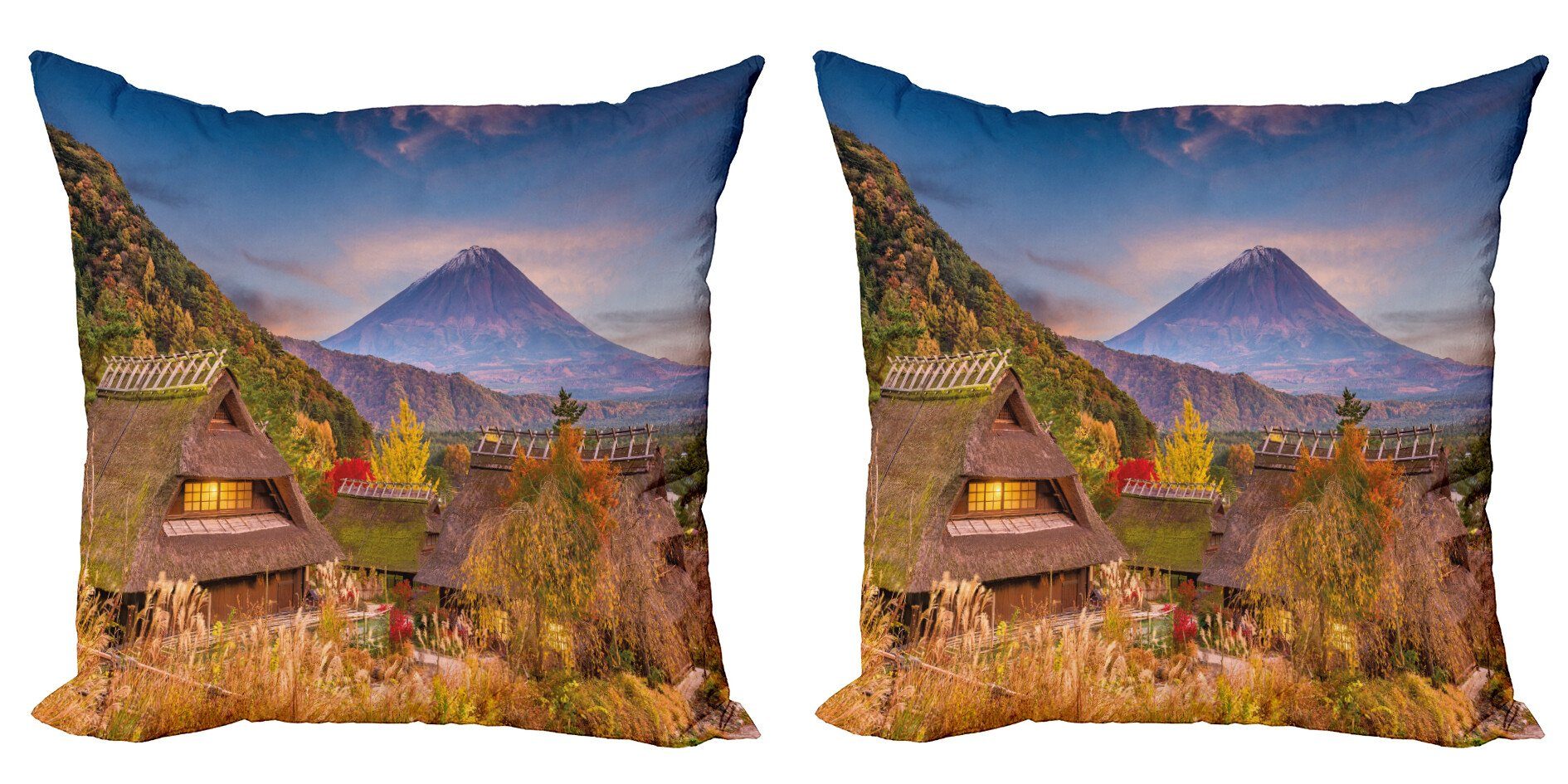 Accent (2 Fuji Digitaldruck, Modern von Village Abakuhaus Stück), Kissenbezüge Old Landschaft Doppelseitiger