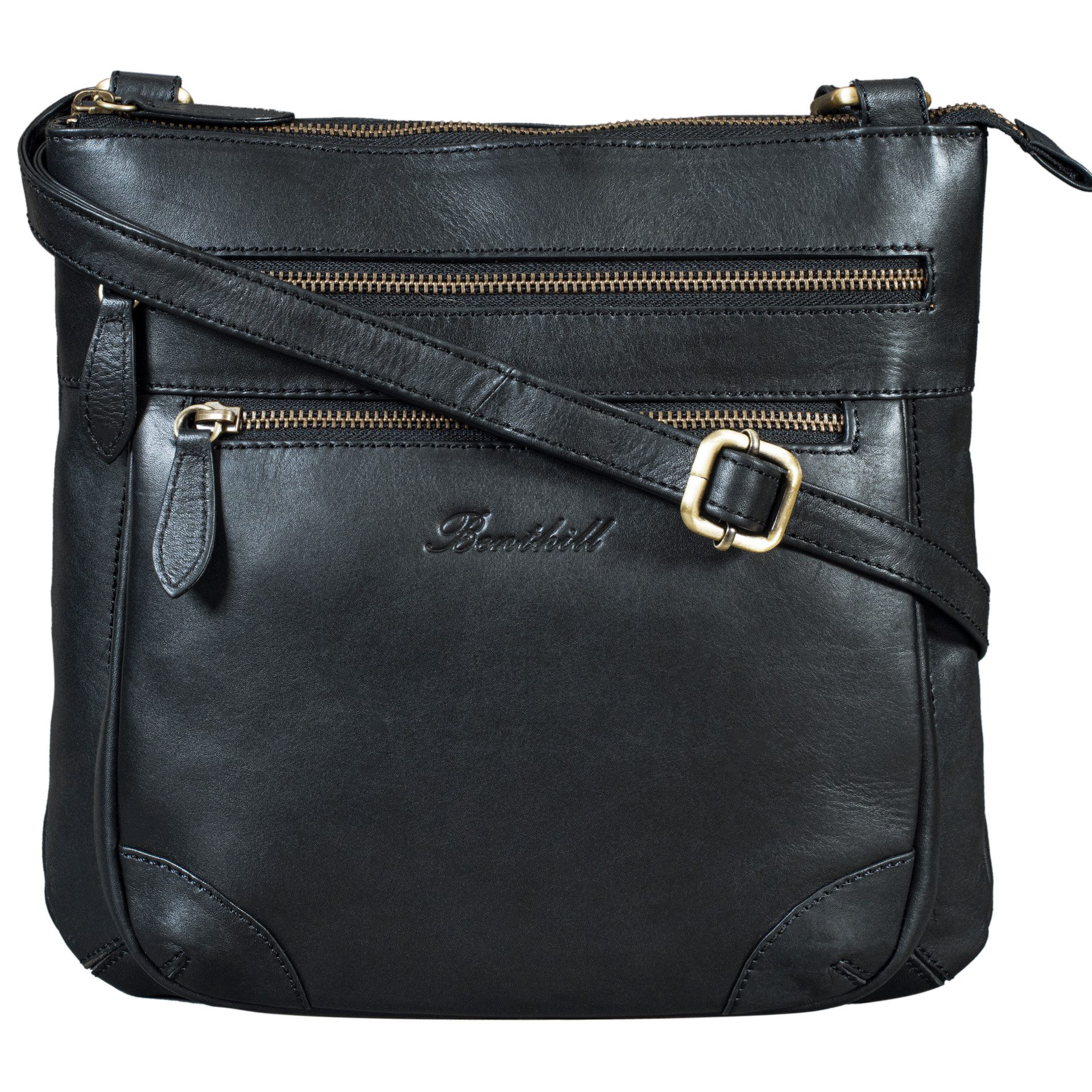 Benthill Umhängetasche Damen Echt Leder Handtasche Schultertasche Ledertasche Umhängetasche, Schultergurt / Umhängegurt Reißverschlussfach – Bild 2 von 5