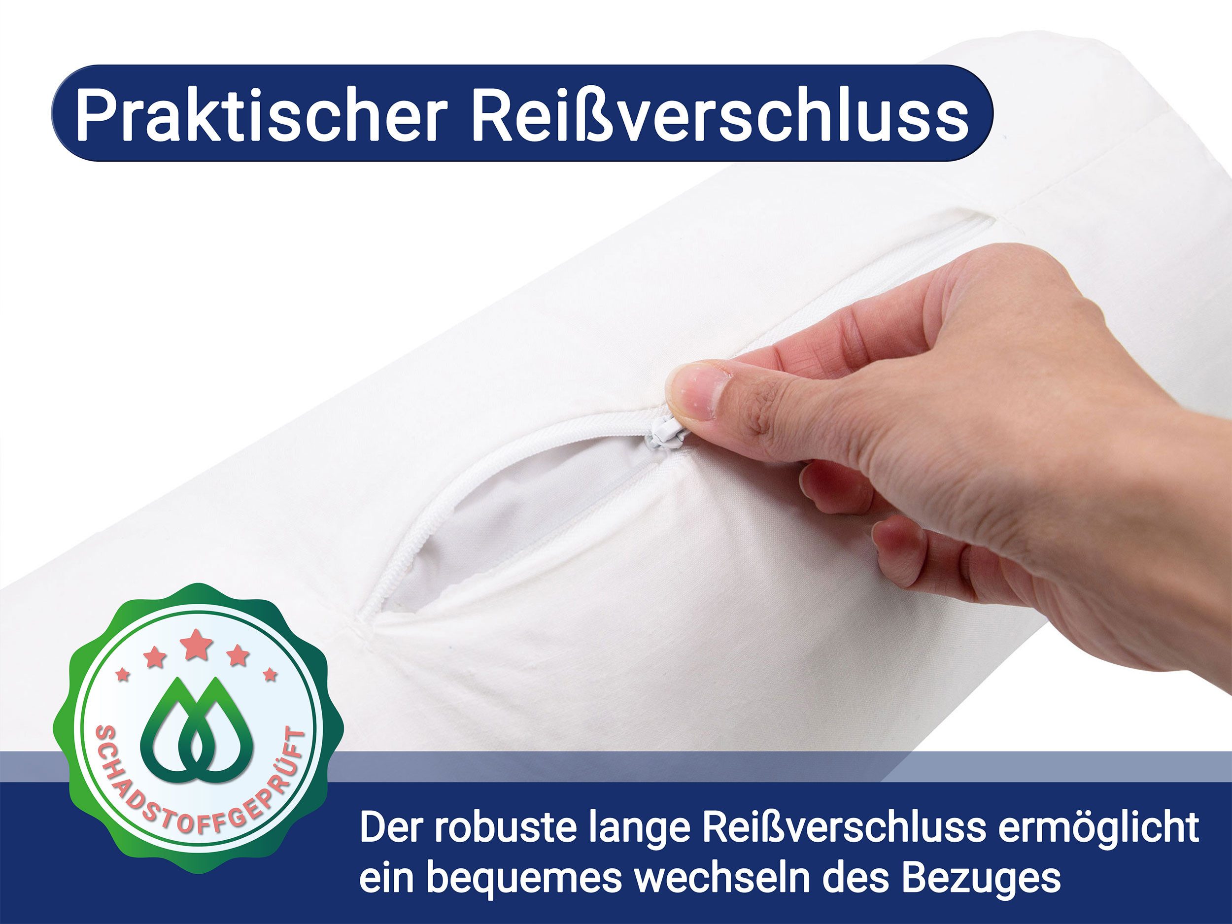 ZOLLNER Nackenrollenbezug, (1 Stück), 15 x 40 cm, 50% Polyester, 50% Baumwolle, vom Hotelwäschespezalisten
