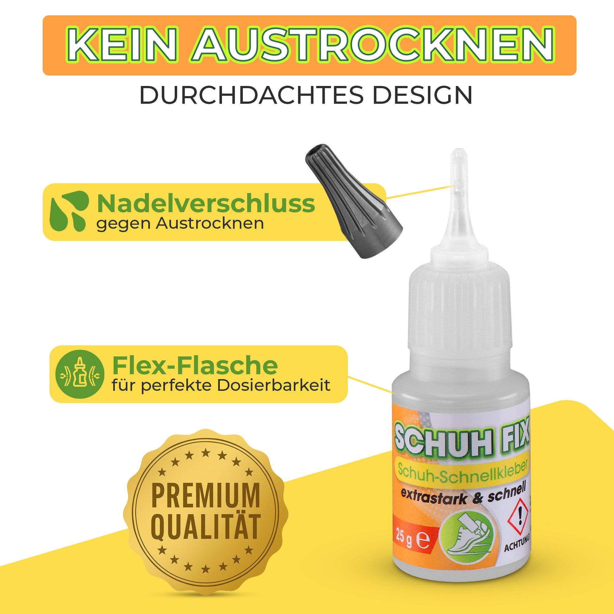 Langlauf Schuhbedarf Klebstoff Schuh Fix PRO Schuhschnellkleber 25g - Extra Stark & Wasserfest, (1-tlg)