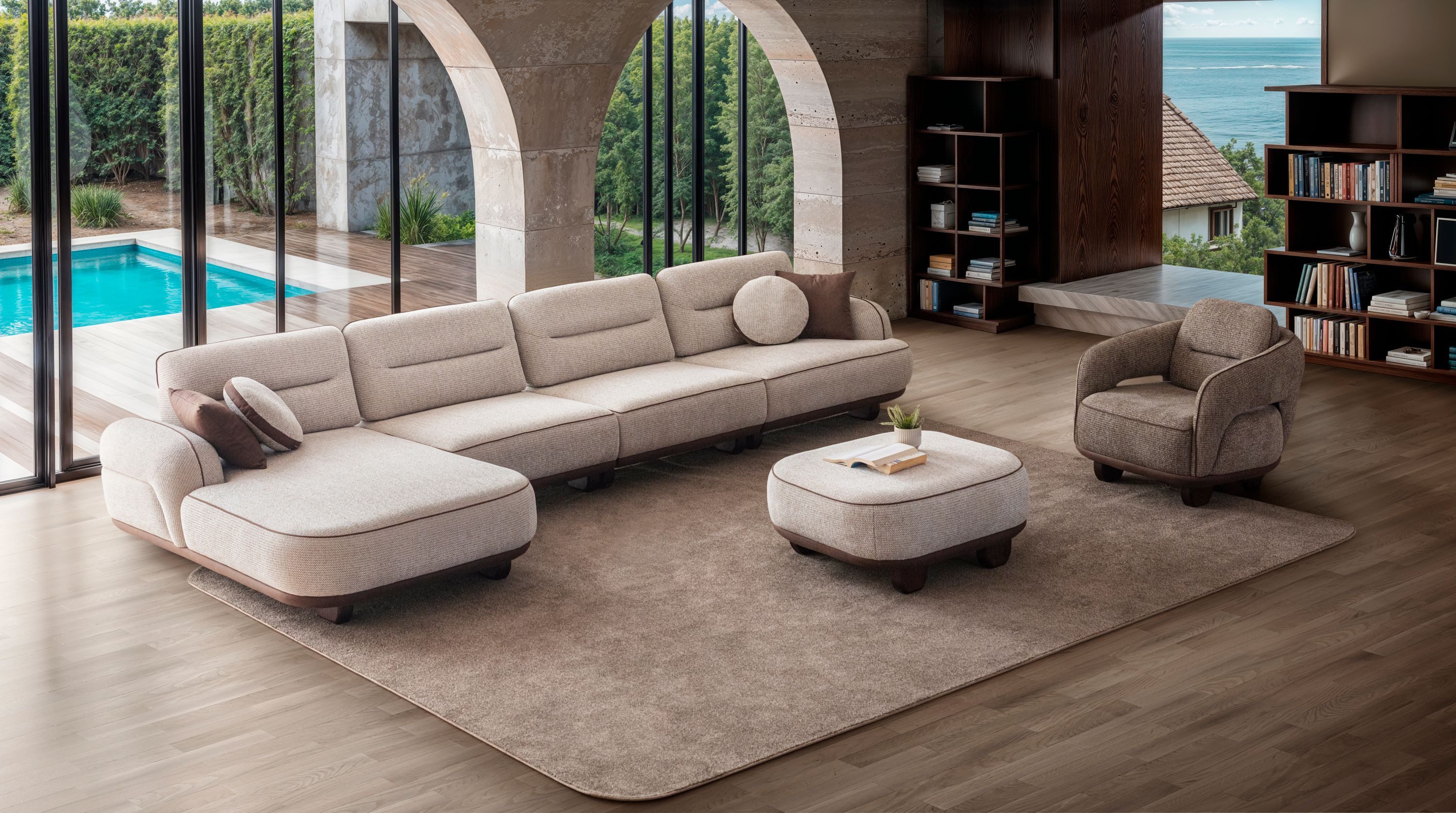 Nobelaa Ecksofa Ecksofa "Betula" + Sessel + Табуретки