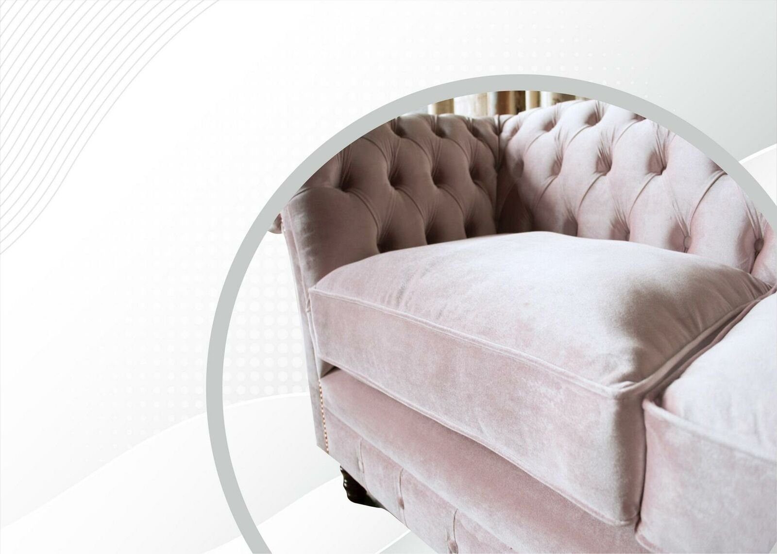 Neuer 3-er, Europe Rosa Dreisitzer Möbel Design Made in JVmoebel Luxus Chesterfield Chesterfield-Sofa
