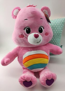 soma Kuscheltier Glücksbärchi Kuscheltier Care Bears Hurra Bärchi pink XXL 28 cm (1-St), Super weicher Plüsch Stofftier Kuscheltier für Kinder zum spielen