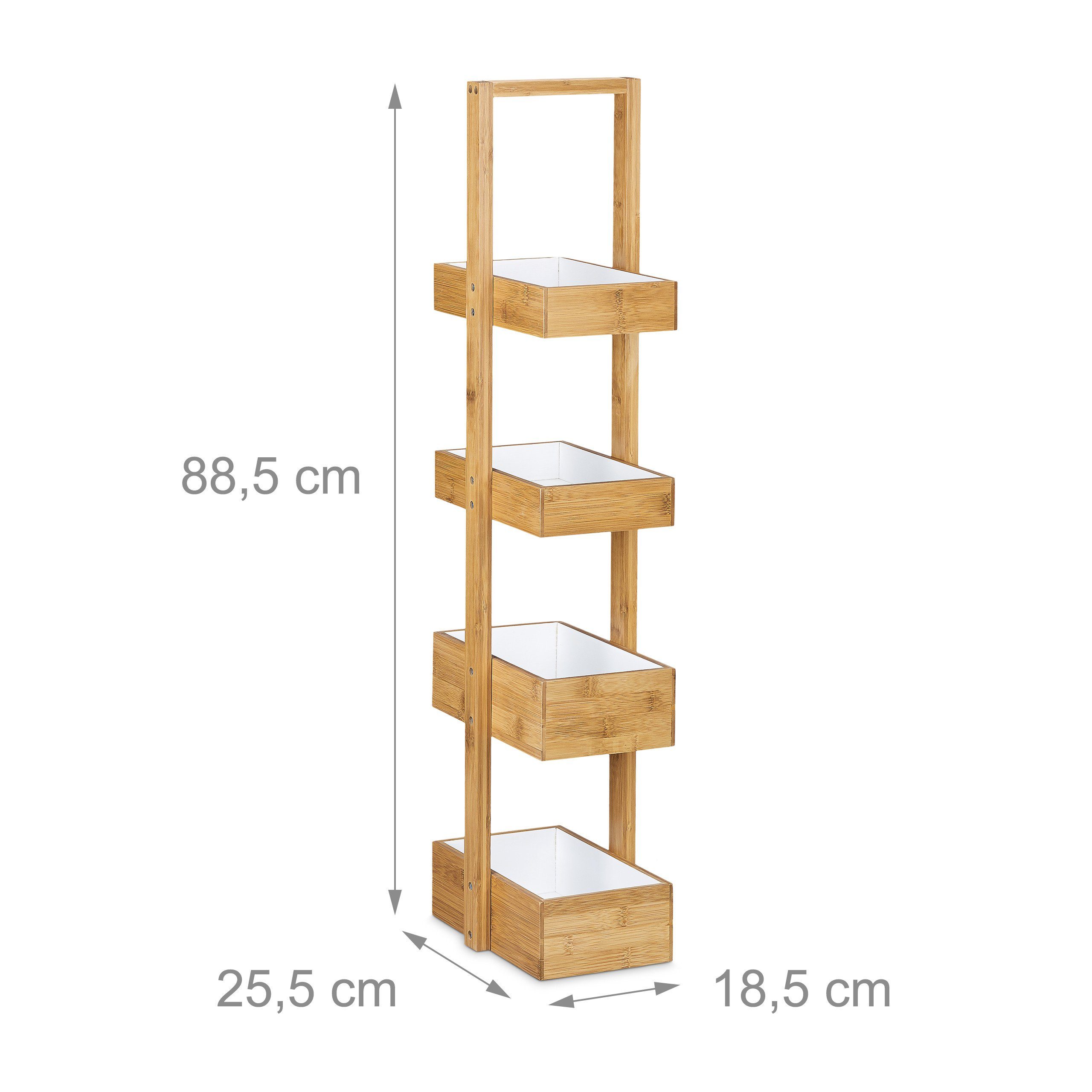 relaxdays Badregal Bambus Badregal mit 4 Ablagen, 4-tlg. – Bild 4 von 5