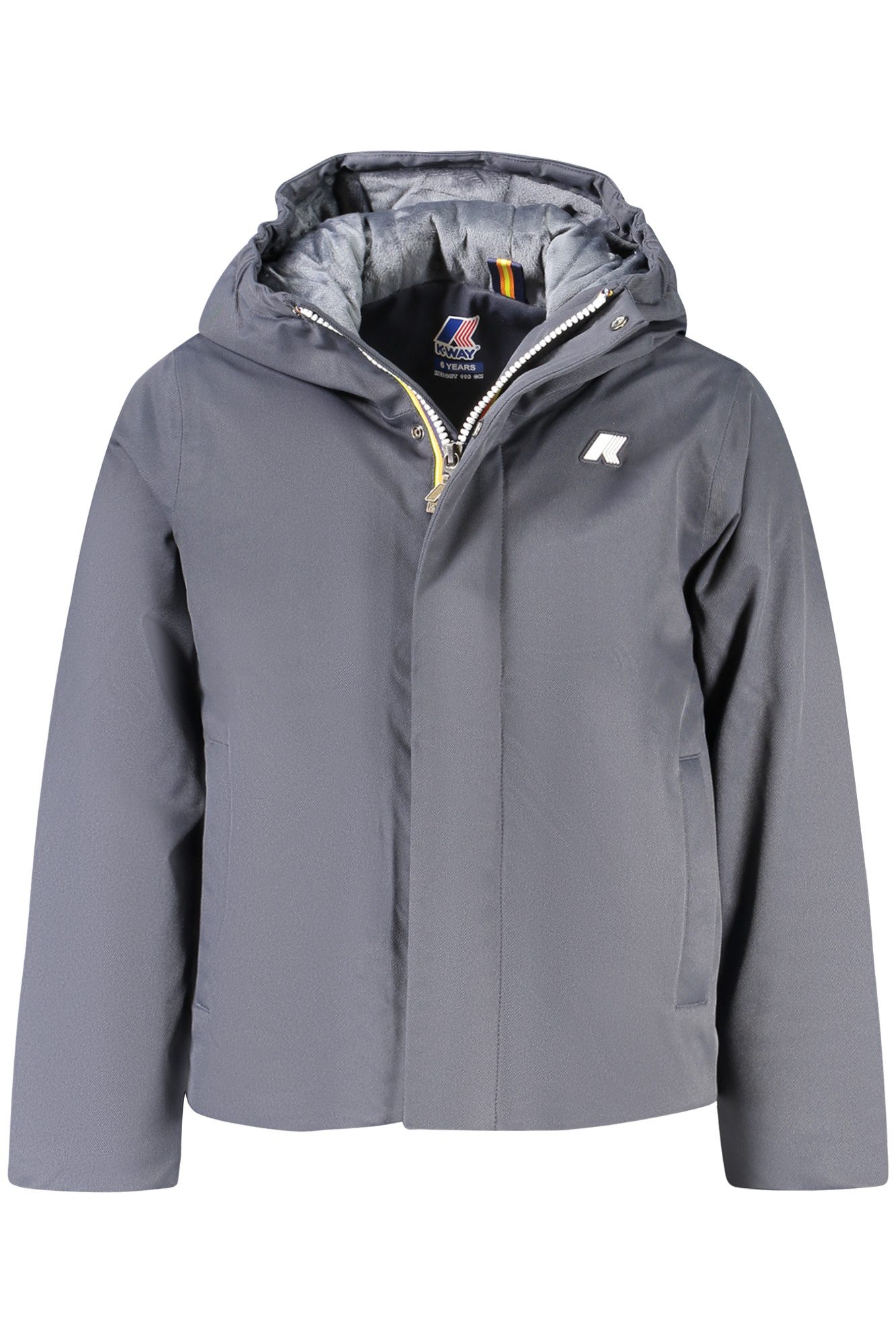 K-Way Outdoorjacke Blaue Kinderjacke mit Waschbär-Design: Kapuze & Taschen