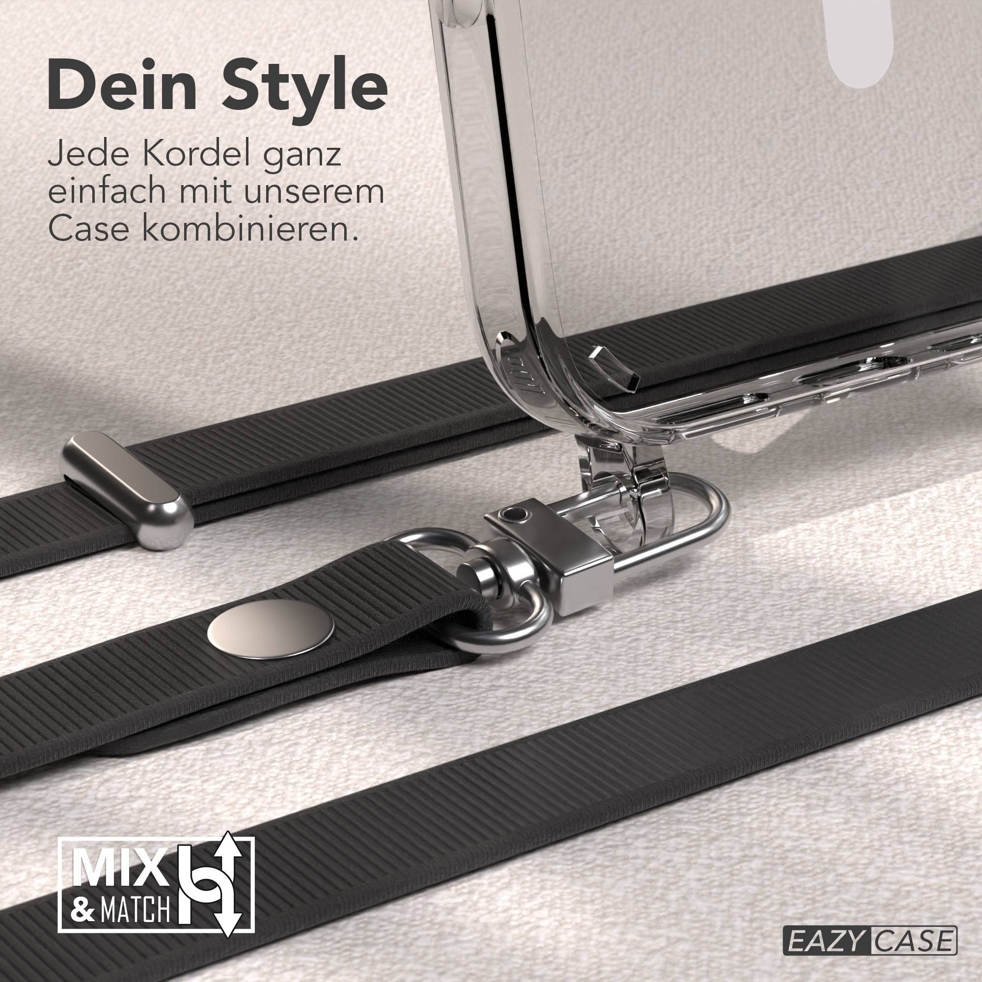 EAZY CASE Handykette für Apple iPhone 16 Pro Handyhülle mit Handyband magnetisch, MagSafe Hülle in Schwarz mit Magnetband und flexibler Handykette