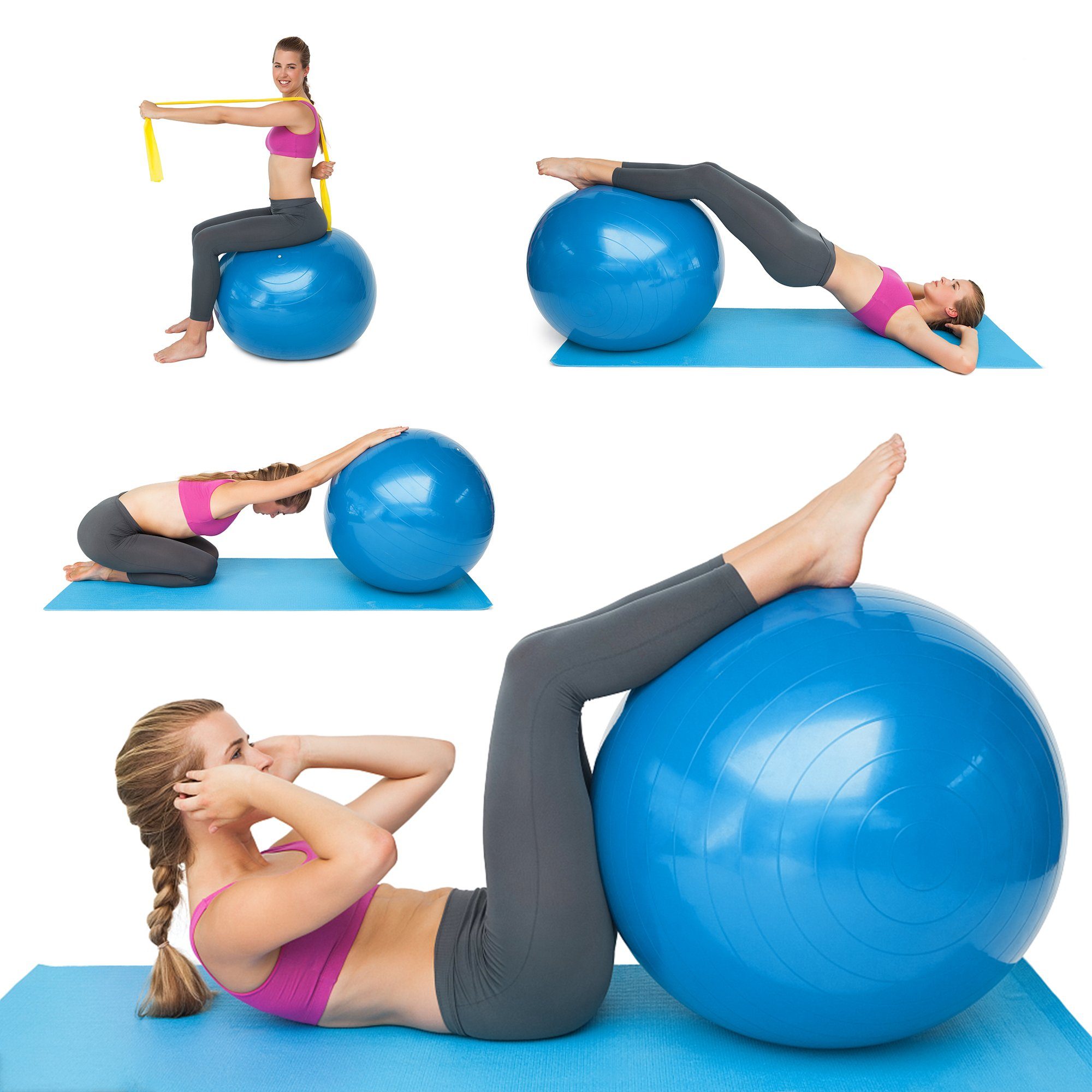 Penelife Gymnastikball 55cm Pilates Ball Sitzball Büro Ergonomisch - Pezziball mit Pumpe (Packung, 1x Fitnessball, Exercise Ball, 1x Pumpe), Durchmesser 55 cm, einfarbig blau