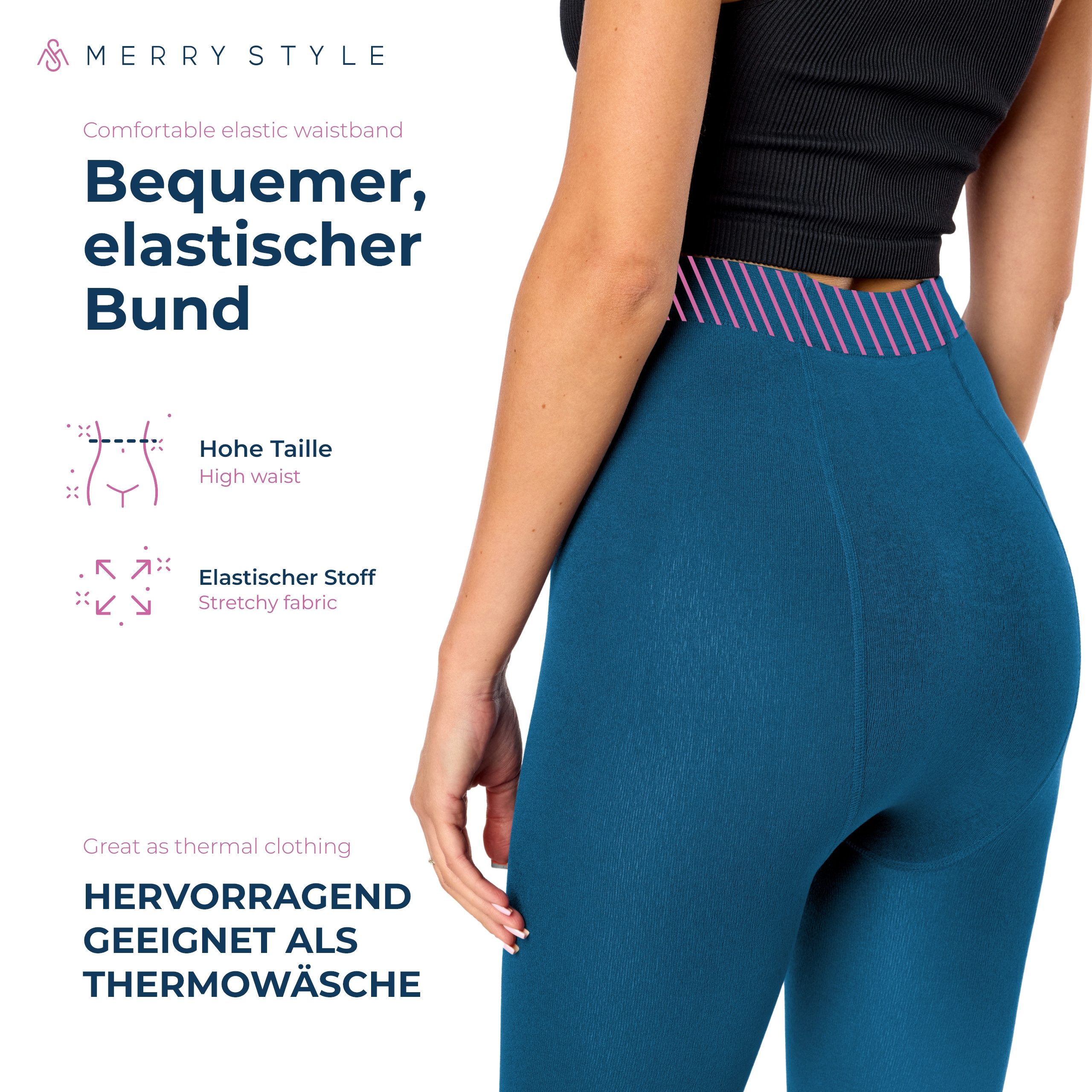 Merry Style Strumpfhose 2er Pack Strumpfhosen Damen Winter Wärme Tights Gefütterte MS-ATX-442 (1 St) – Bild 5 von 5
