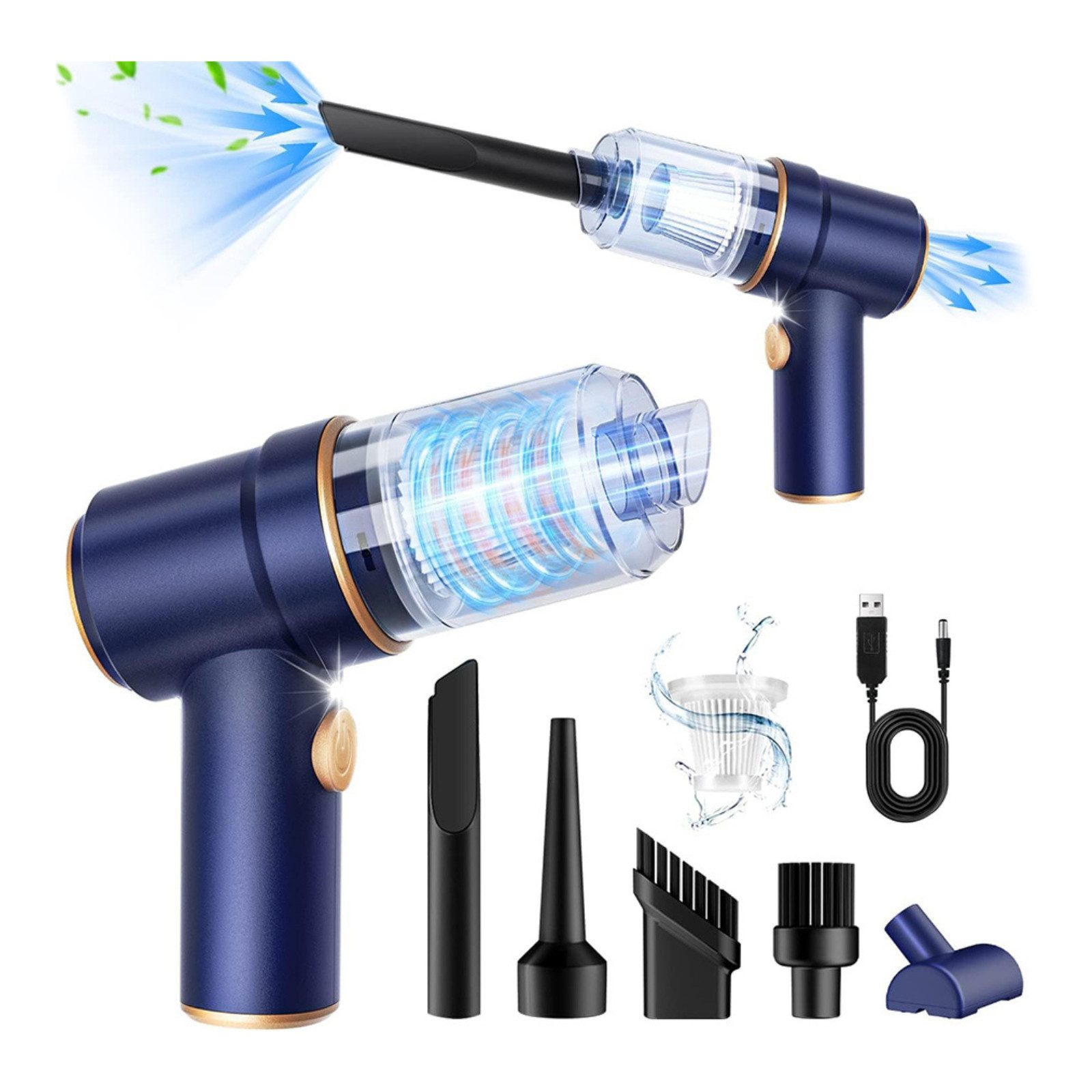 Tekoo Akku-Handstaubsauger 2-in-1 mit Blasfunktion, 5300Pa für Auto & Büro, 120 W, beutellos, 2-in-1 Saug- und Blasfunktion, geringes Gewicht, hohe Saugkraft