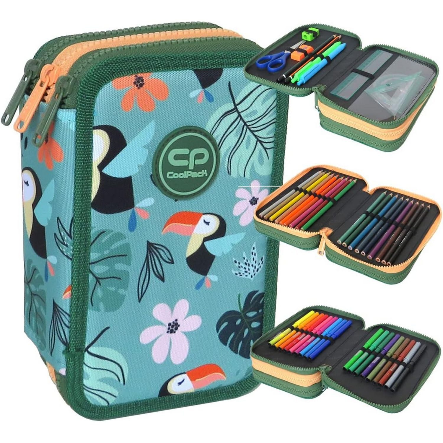 CoolPack Federmäppchen COOLPACK - JUMPER 3 - Dreifach-Federmäppchen mit Zubehör - TOUCANS