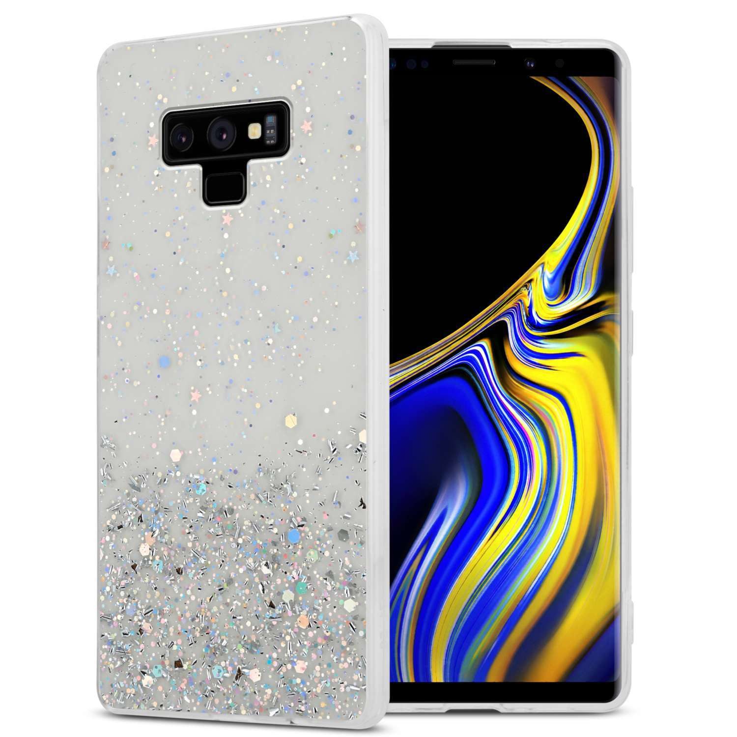 Cadorabo Handyhülle für Samsung Galaxy NOTE 9 Hülle Samsung Galaxy NOTE 9, Flexible TPU Silikon Handy Schutzhülle - Hülle - mit Glitzer