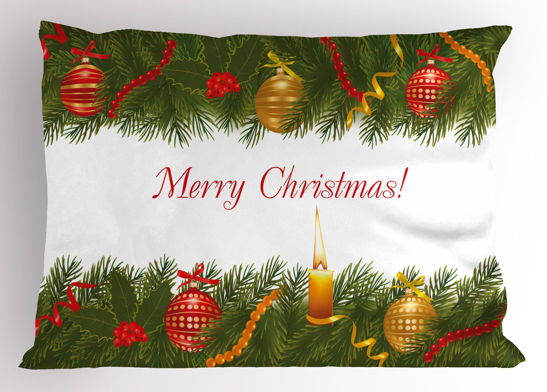 Standard (1 Gedruckter King Kerze Abakuhaus Size Gruß Dekorativer Kissenbezug, Baum Stück), Weihnachten Kissenbezüge