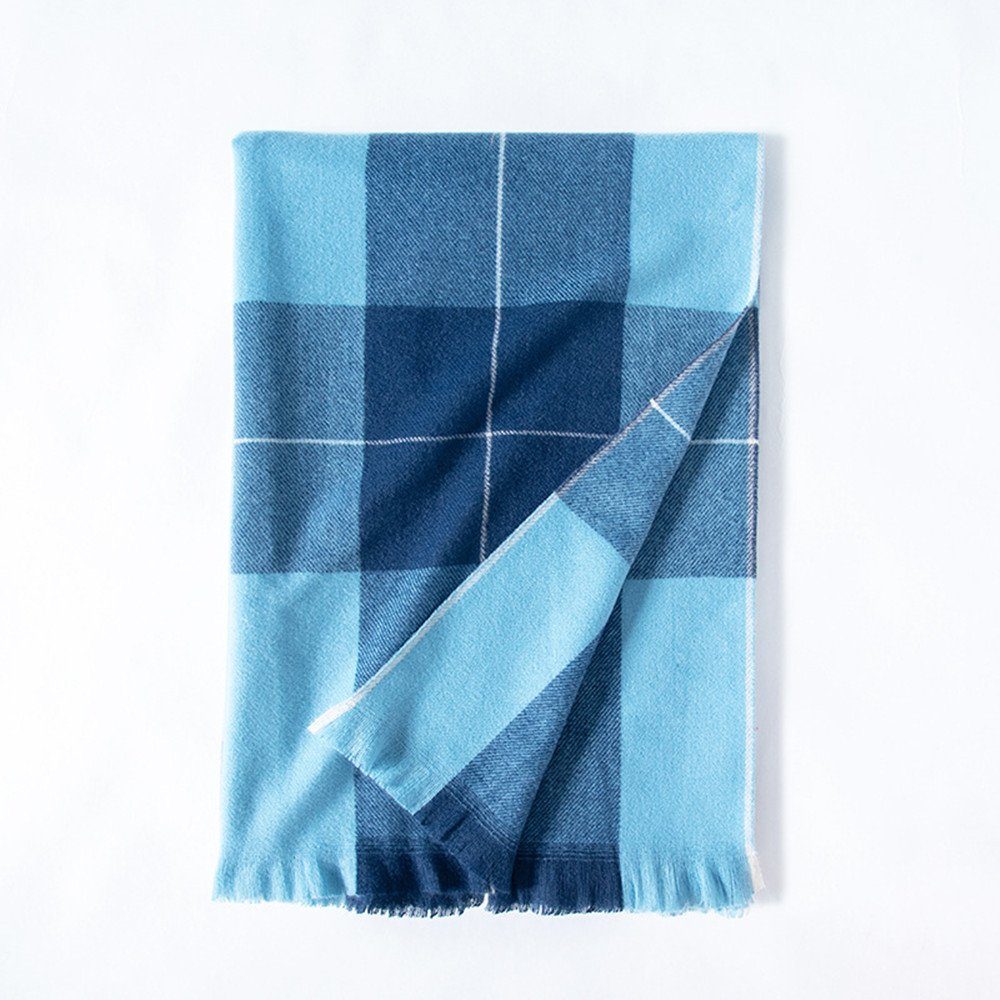 Schal,kuschelweich Farben XDeer verschiedenen in Halstuch Damen blue Poncho Geschenk für Damen Frauen Qualität, Karo,Winter Schal Wollschal