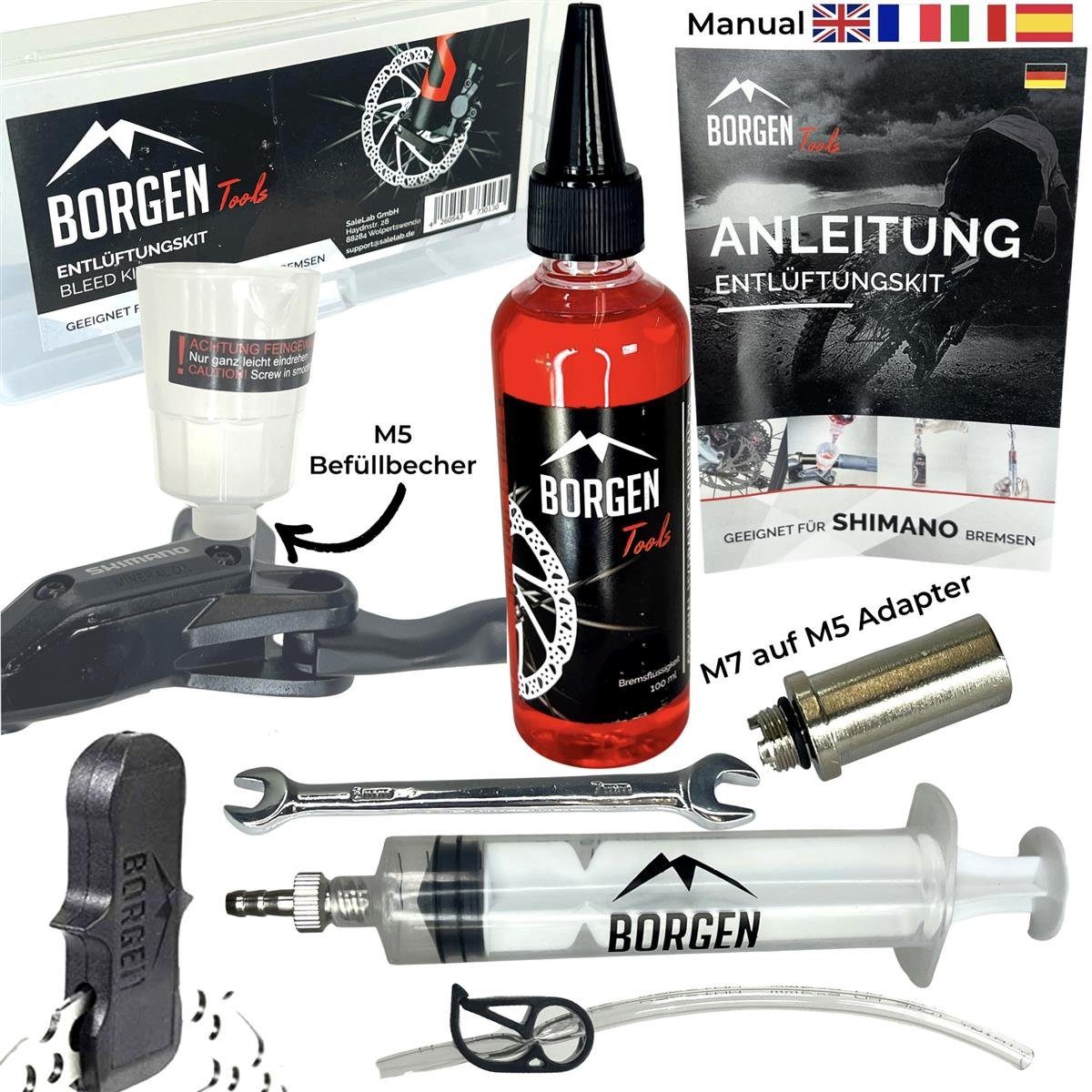 Borgen Fahrrad-Montageständer Borgen Service Kit Mineral Öl MTB / Road Shimano Scheibenbremsen
