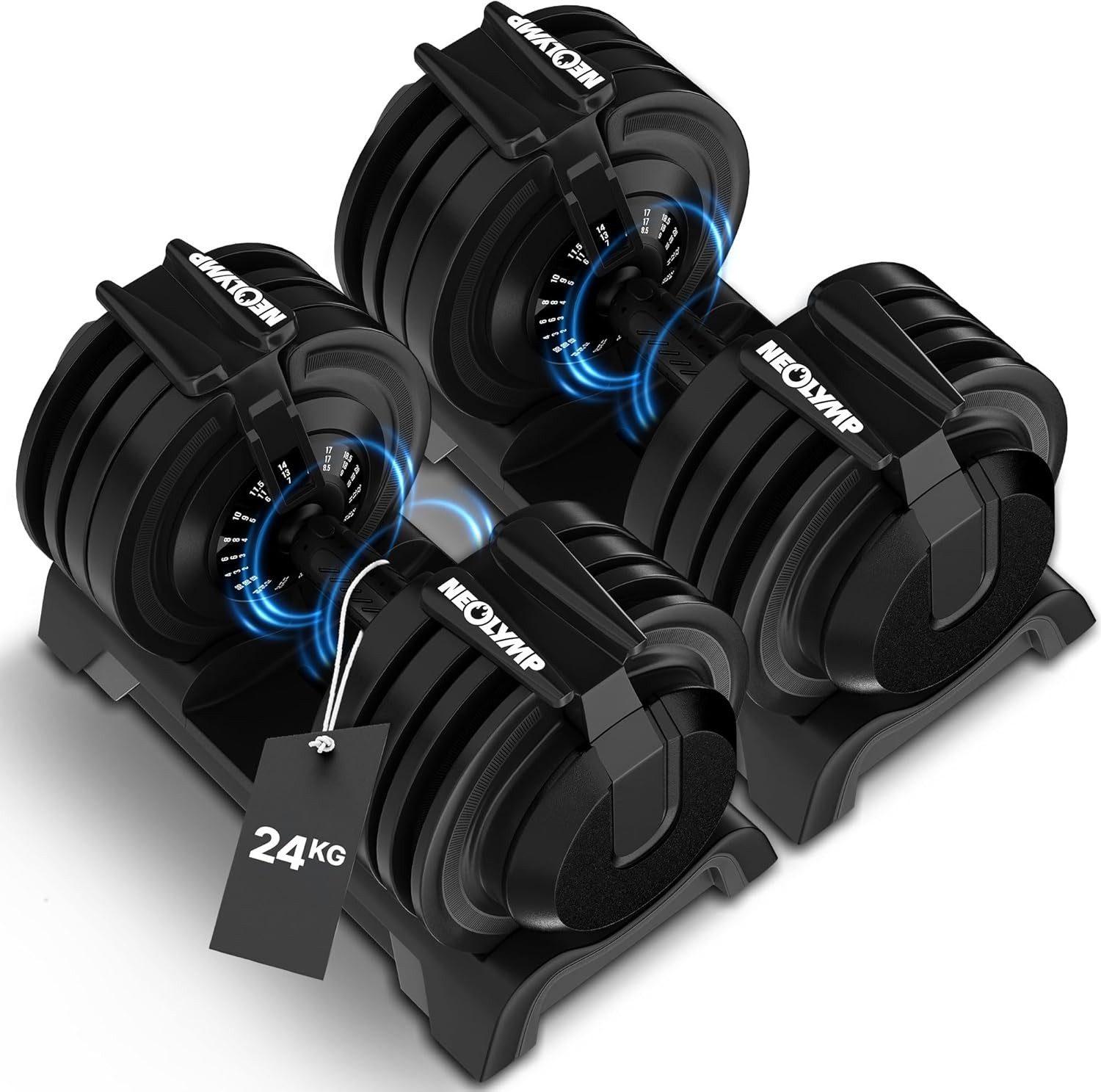 NEOLYMP Kurzhantel Hanteln verstellbar 2-40kg- 8-12 Gewichtsstufen mit Drehgriff-Dumbbell, (Ergonomisch, rutschfest und platzsparend - Hanteln verstellbar)