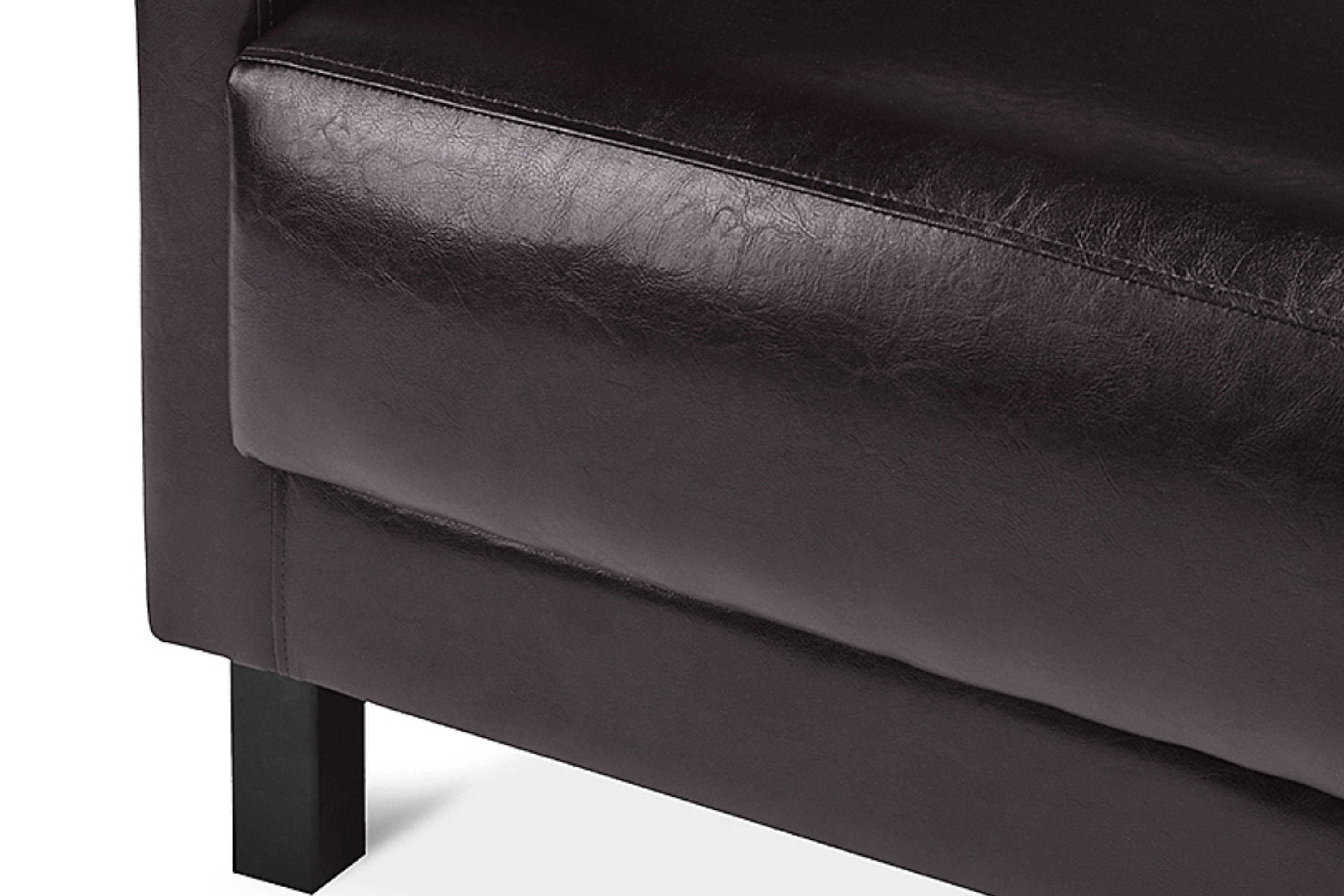 hohe Kunstleder, 2-Sitzer Konsimo dunkelbraun und Personen, 2 weiche dunkelbraun Massivholzbeine ESPECTO Sofa hohe Sitzfläche Rückenlehne, |